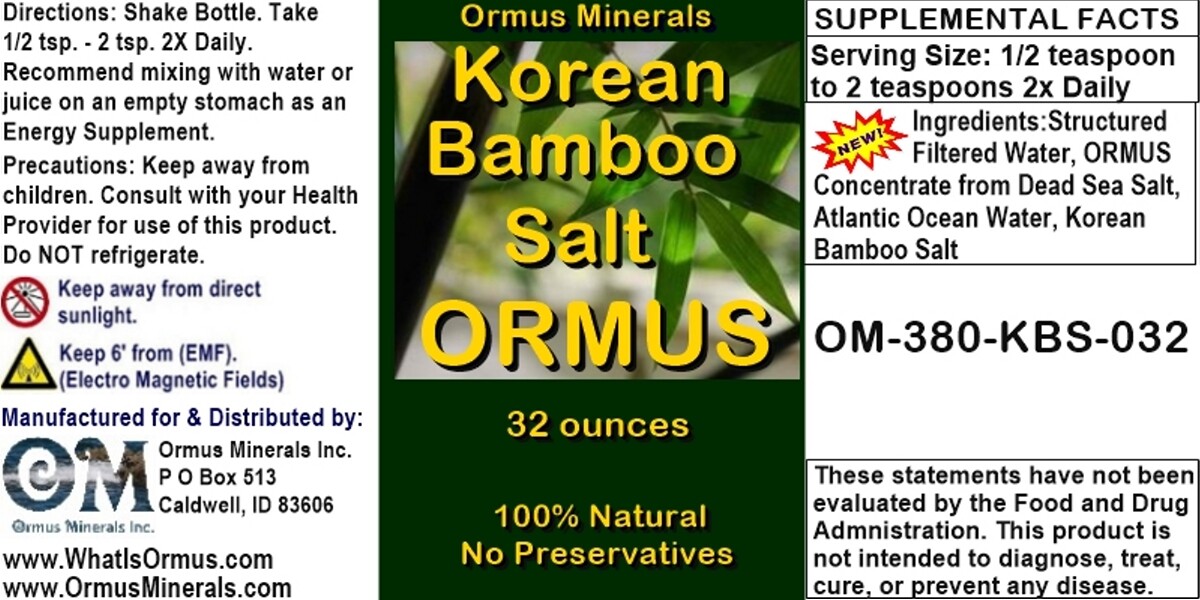 Korean Bamboo Salt Ormus Mental Health Clarity Potassium Immunity 32oz
