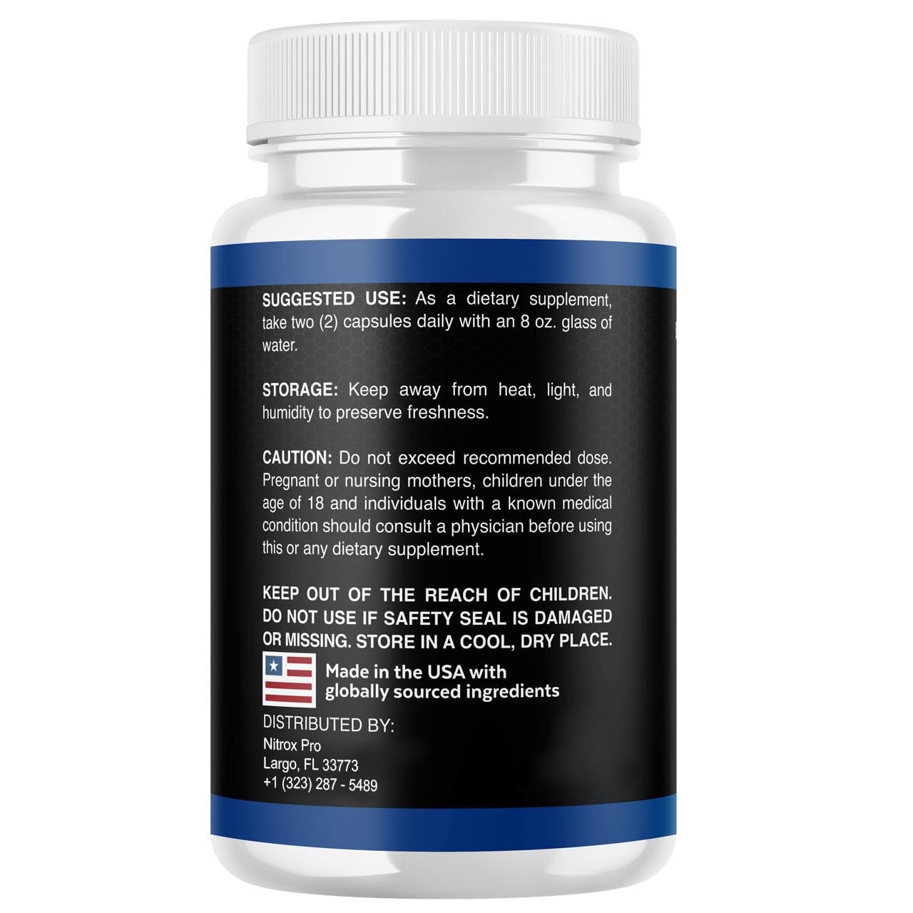 NitroxPro Nitric Oxide Blood Flow Support Supplement Capsules 5 Pack 300Ct