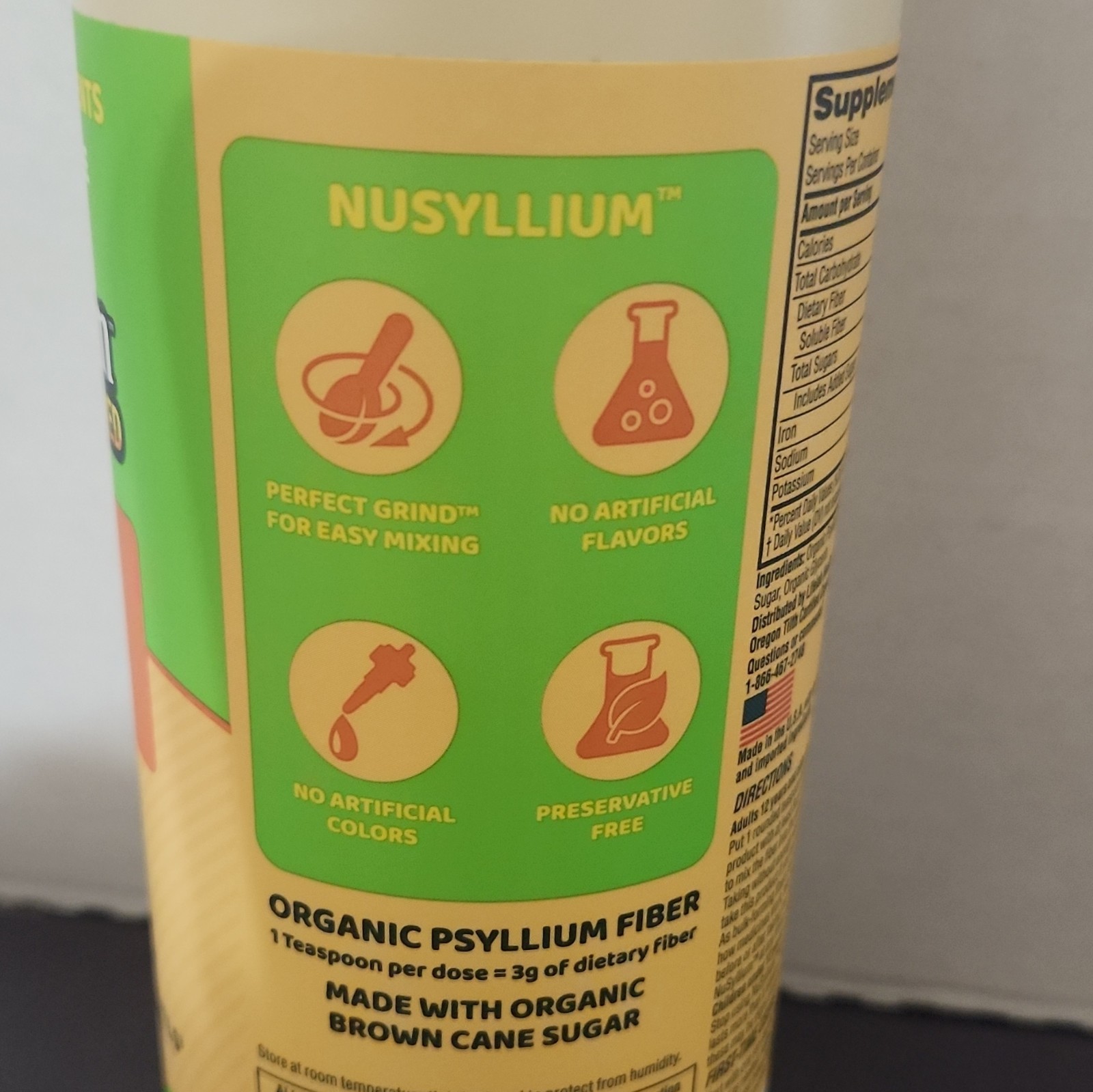 NuSyllium Organic Unflavored Psyllium Fiber Powder 20 oz 85 Doses