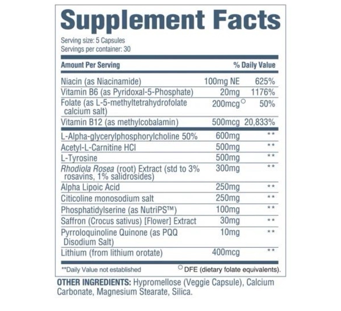 Revive Brain+ Cognitive Health Nootropic Dietary Supplement Vegetarian 150 Caps