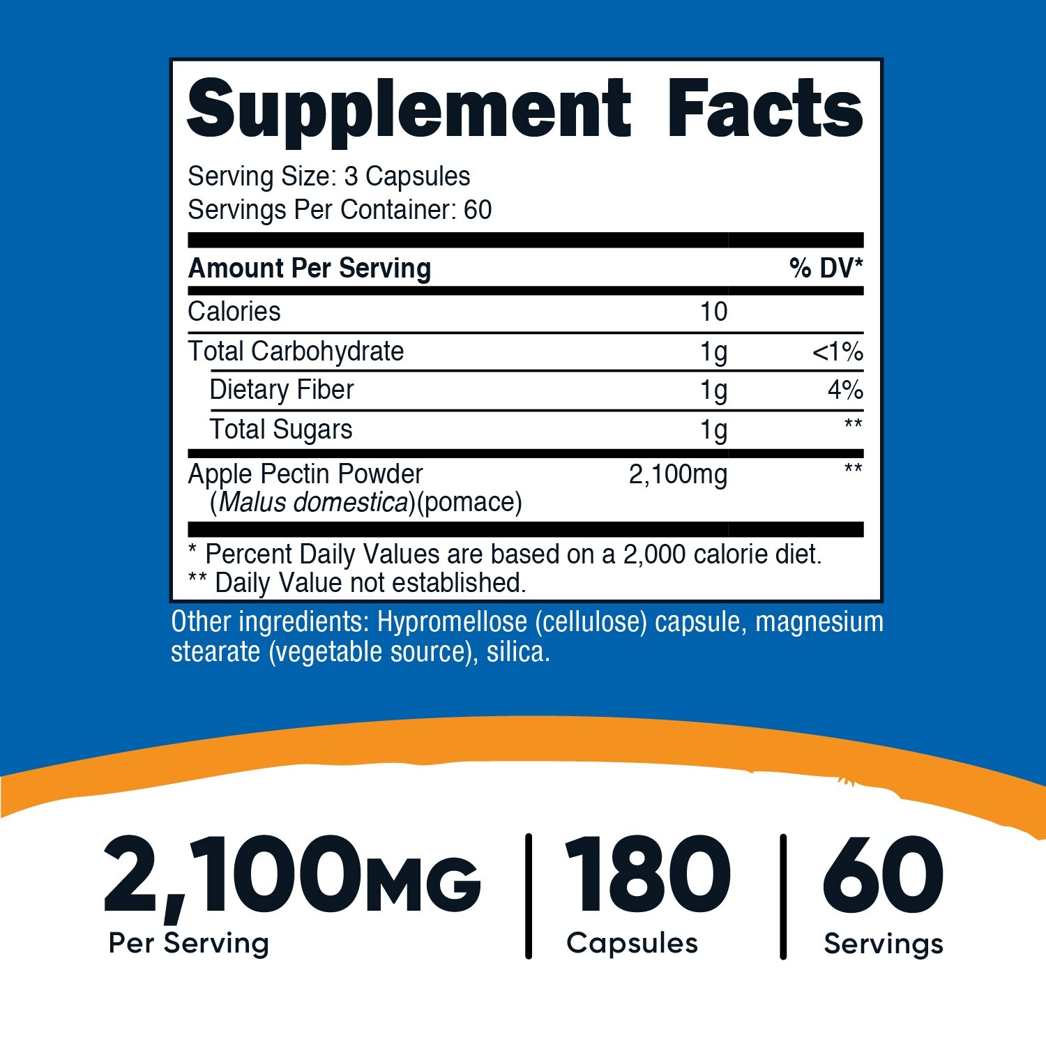 Nutricost Apple Pectin Capsules 2,100mg Per Serving, 180 capsules, 60 Servings