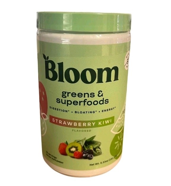Bloom Greens Superfoods Strawberry Kiwi Flavor Digestion Bloating Energy New