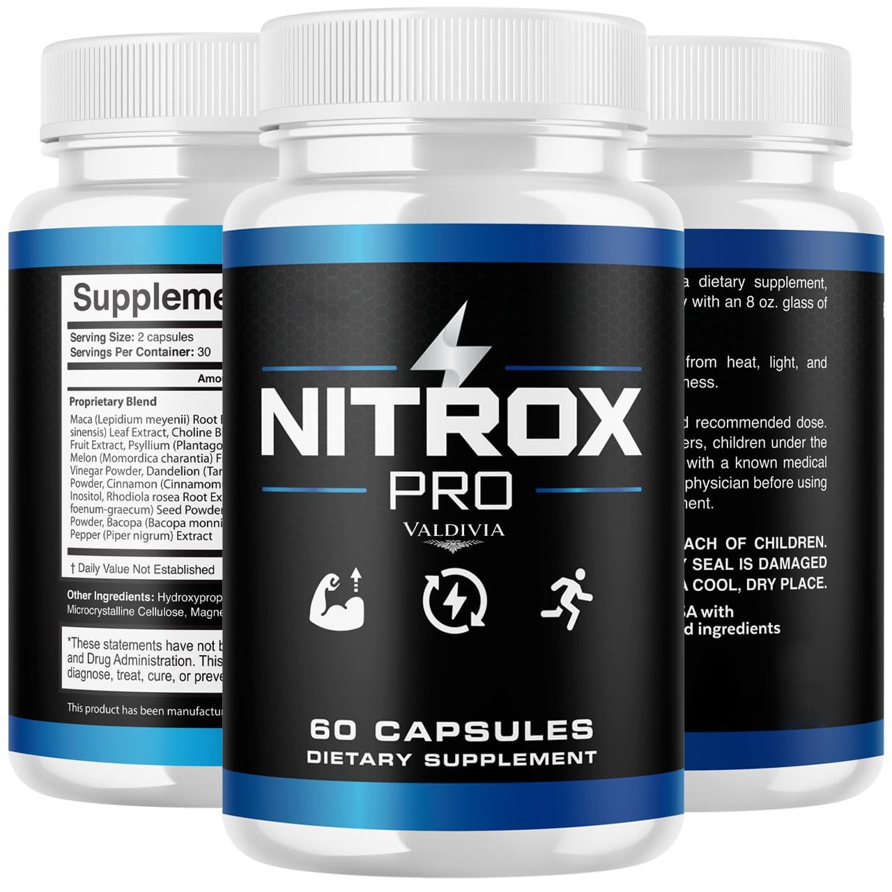 NitroxPro Nitric Oxide Blood Flow Support Supplement Capsules 5 Pack 300Ct