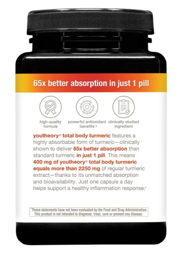 youtheory Turmeric Extra Strength Formula 2,250 mg, 210 Capsules