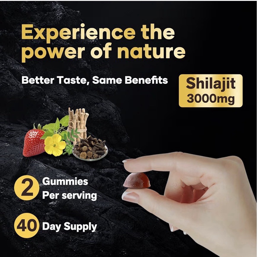 Balincer Pure Himalayan Shilajit Gold 3000mg Gummies 80ct Strawberry Vegan