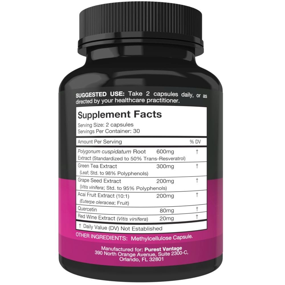 Resveratrol Supplement – Potent 1400mg Formula with 60 Count (Pack of 1)