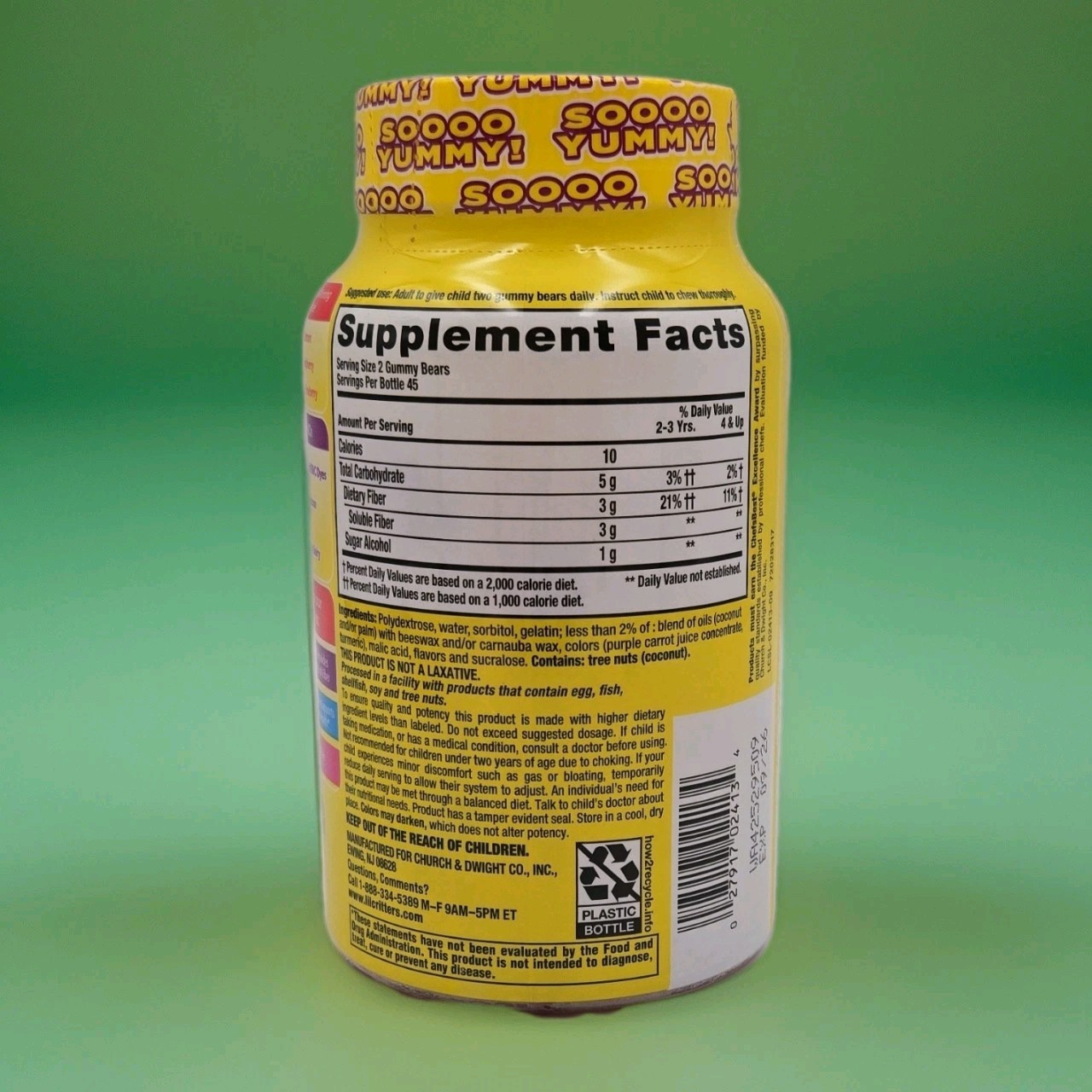L’il Critters Fiber Digestive Support Sugar Free Gummies Lemon Raspberry 90ct