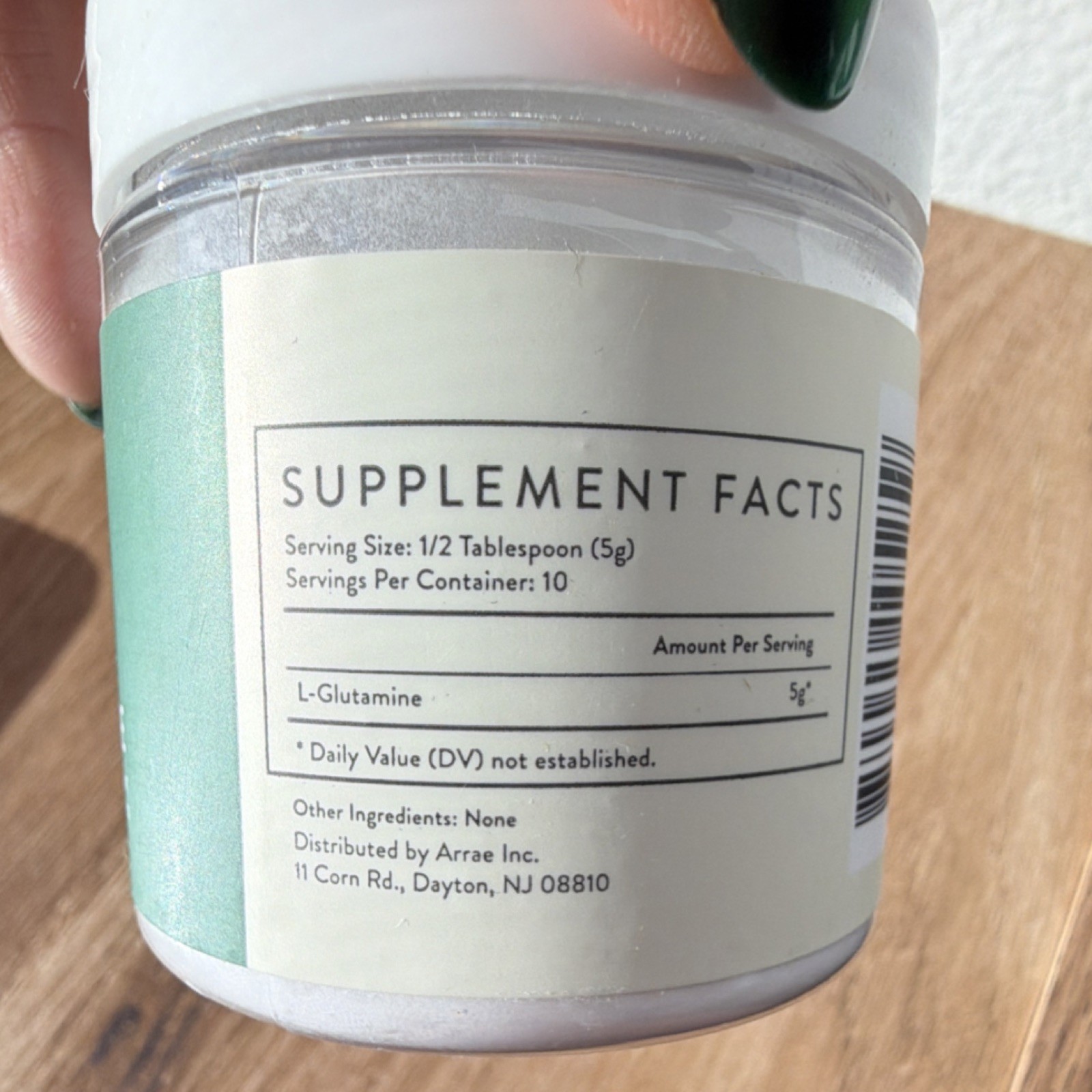 Arrae L-Glutamine Digestive Support Vegan Gluten-Free Powder 1.76oz 10 Servings