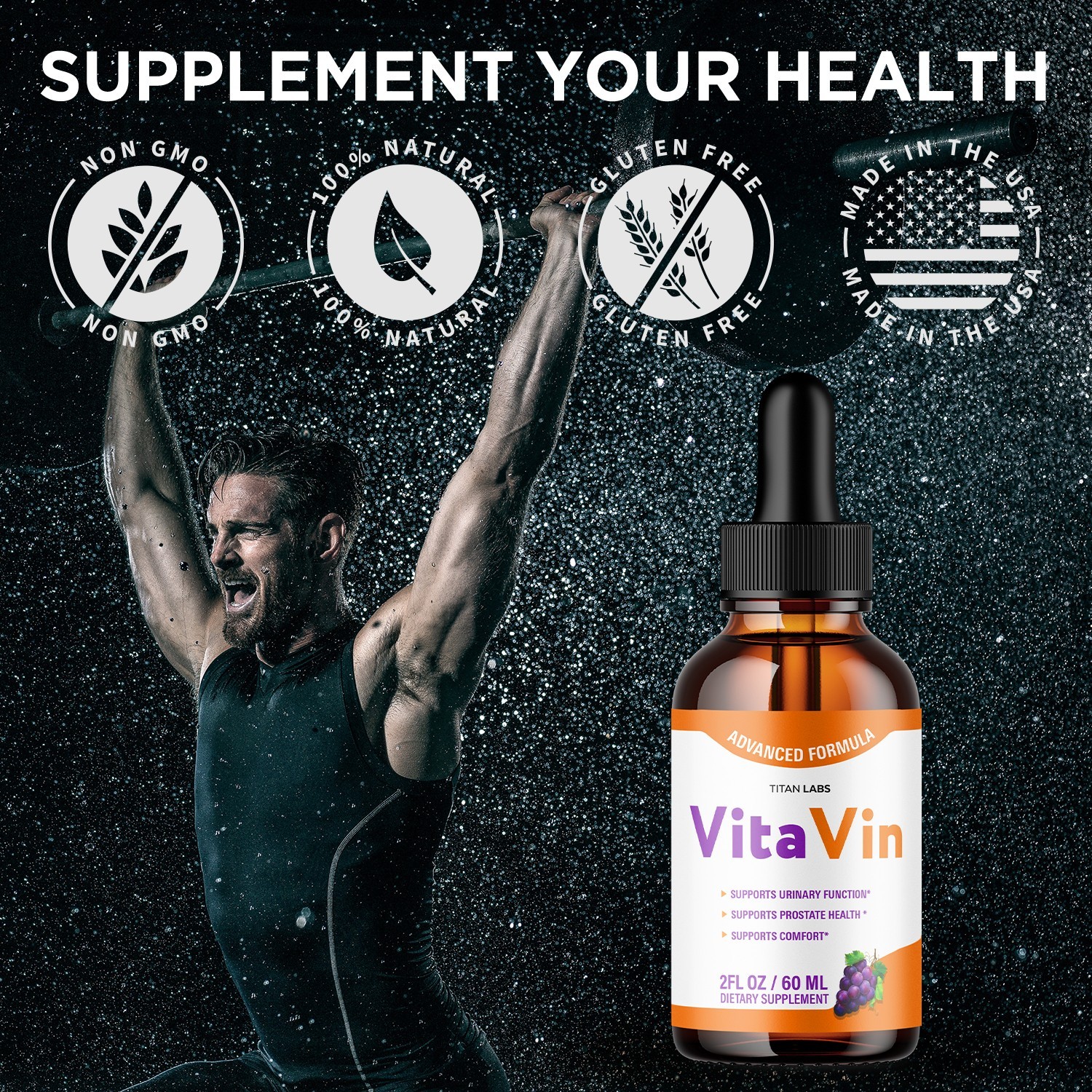 (1 Pack) Vita Vin Male Support Drops Advanced VitaVin Supplement 30 Servings