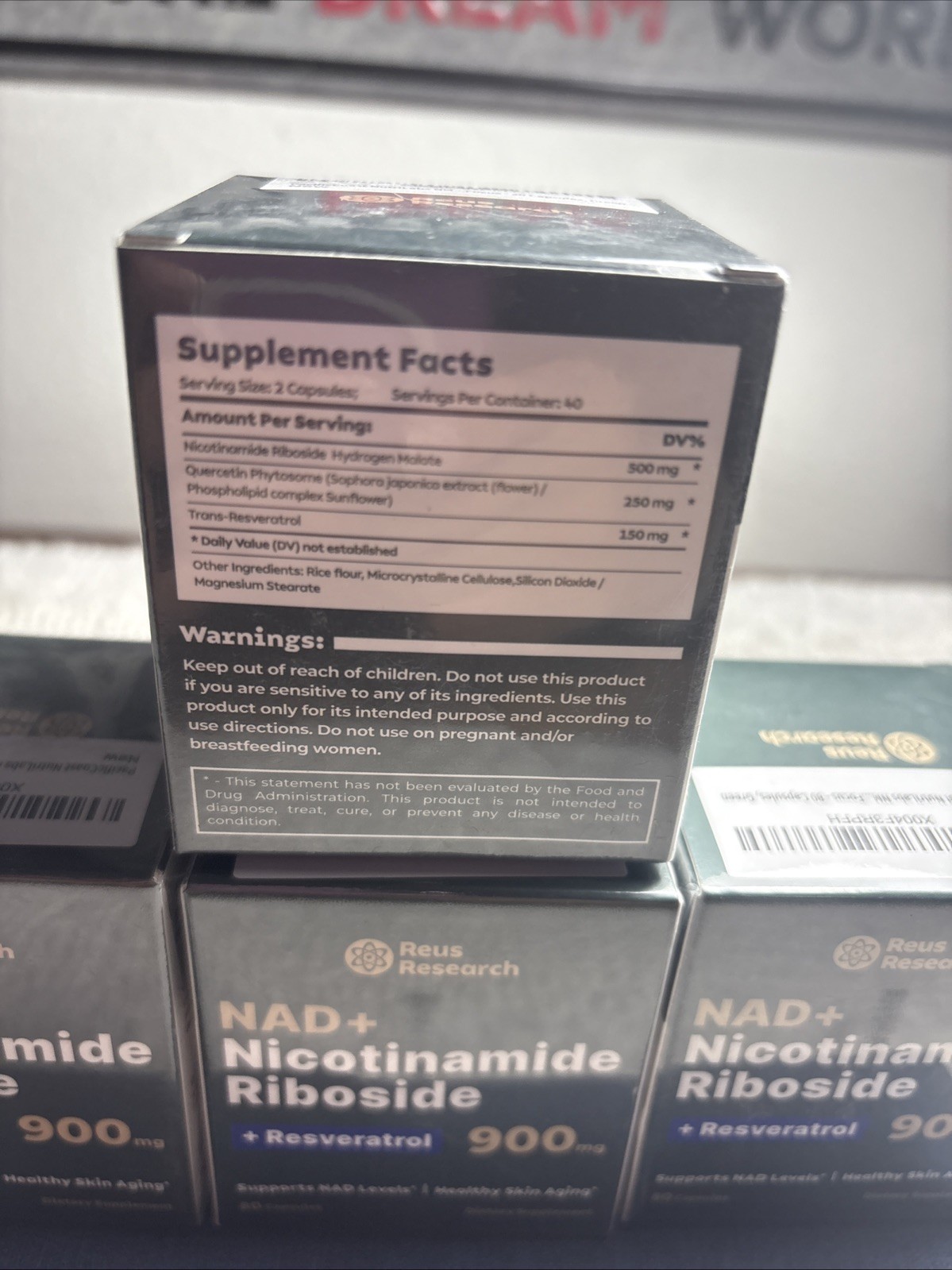Reus Research NAD+ Nicotinamide Riboside & Resveratrol 900mg 80 Capsules NAD Su…