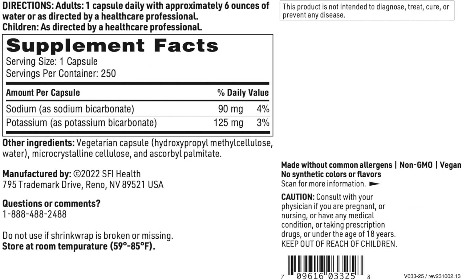 Klaire Labs Bi-Carb Formula Sodium & Potassium (250 Caps) – Exp date: 11/2025