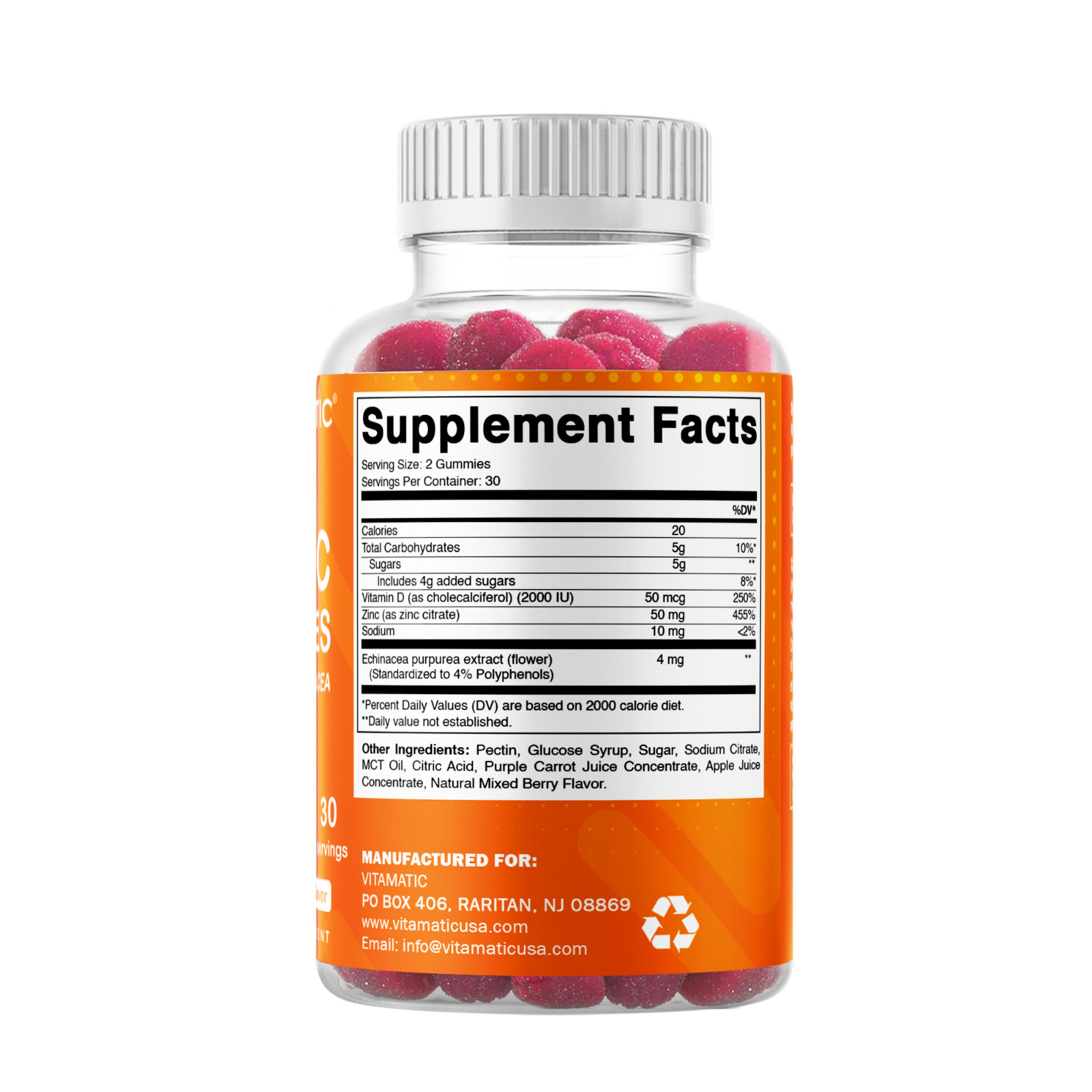 Vitamatic Zinc 50mg Gummies – 60 Vegan Gummies – Gluten Free