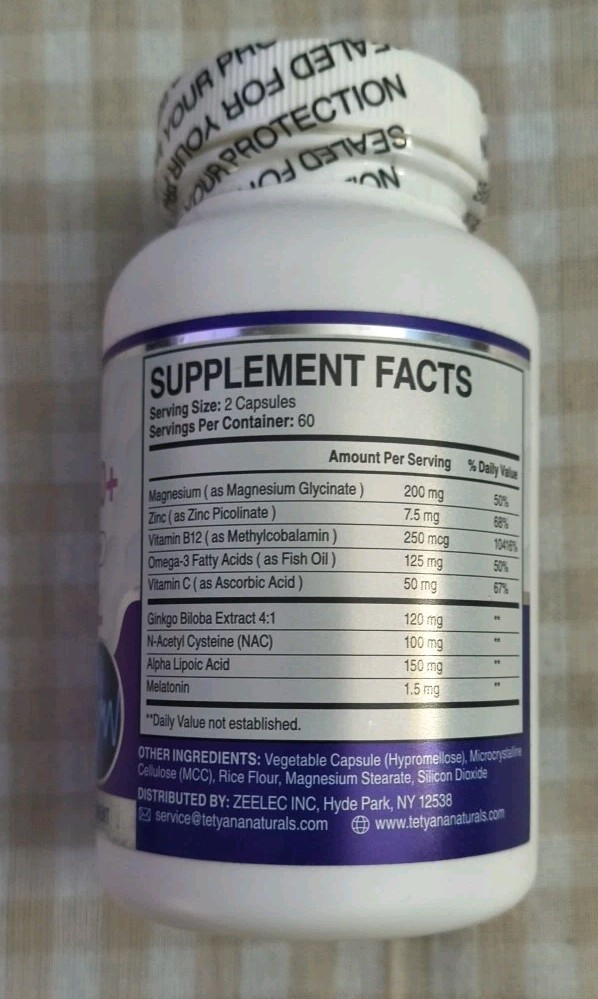 Tetyana Naturals TiniClear 50+ – Advanced Tinnitus Support – 120 caps -Exp 04/27