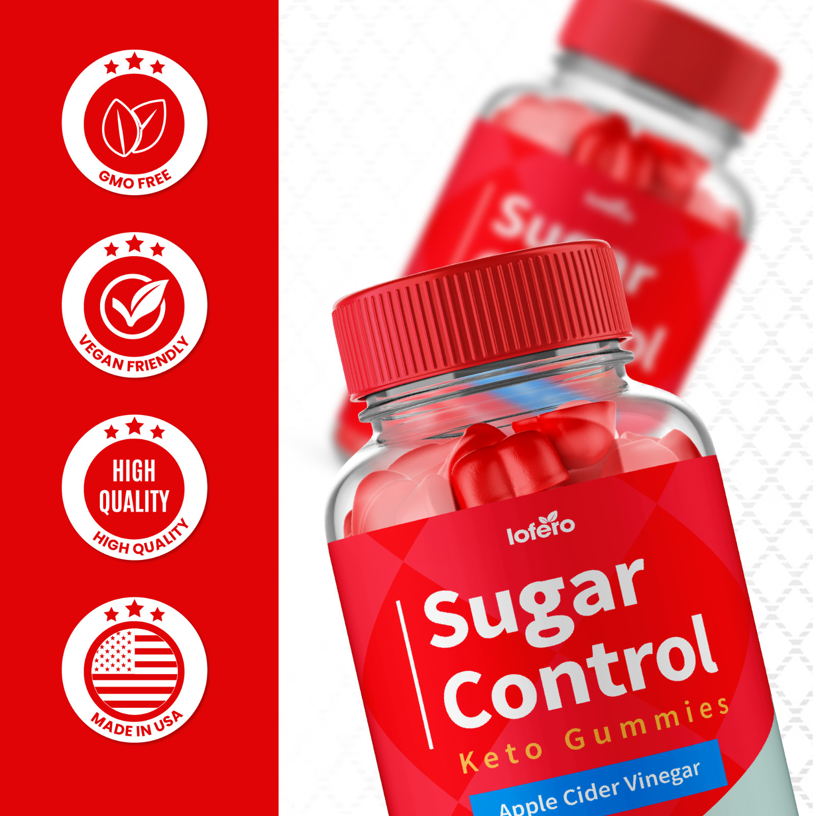 (3 Pack) Sugar Control Keto ACV Gummies 1000MG SugarControl Vitamin (180Ct)