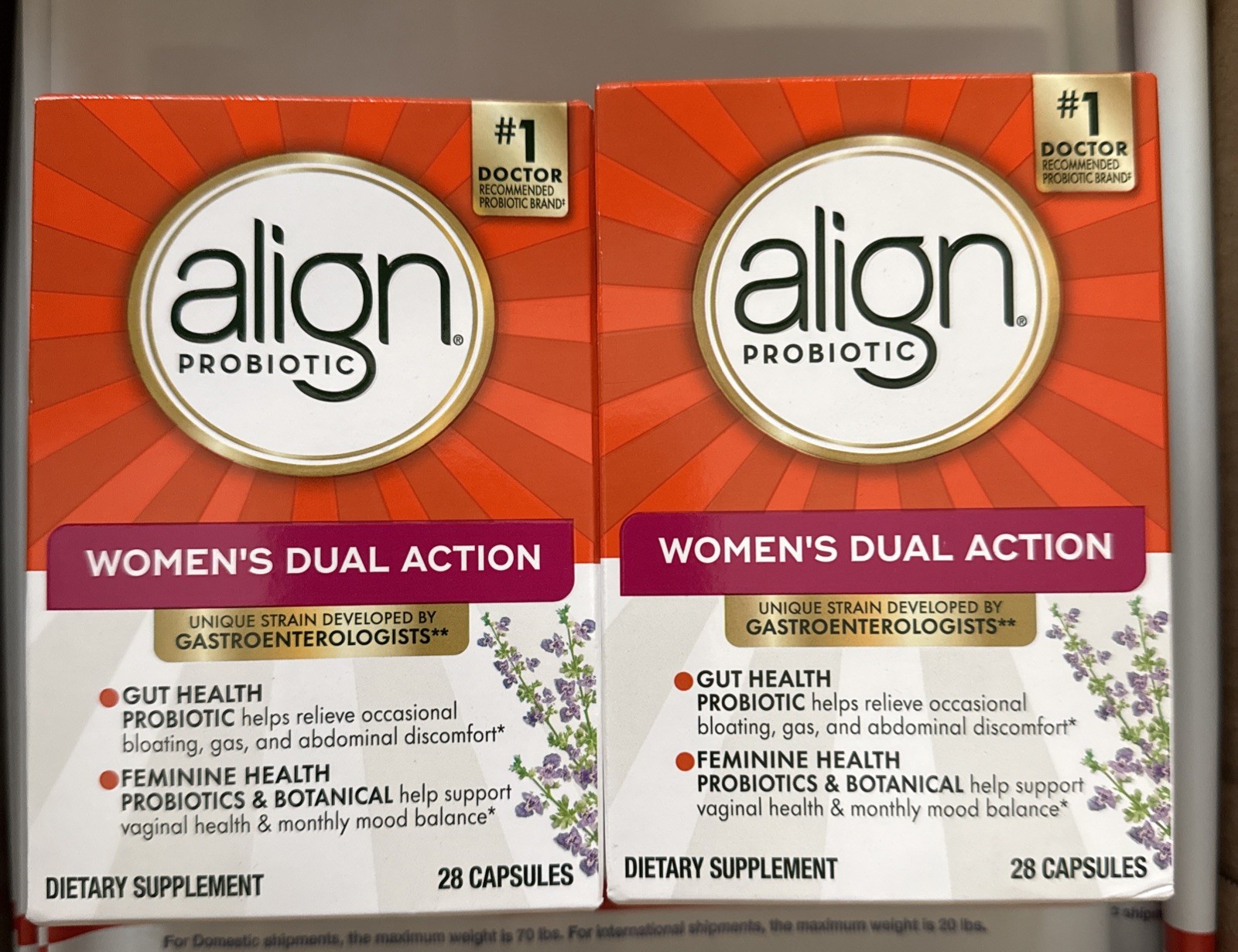 2 Align Women’s Dual Action Probiotic & Botanical 28×2=56 Ct Exp 1/27