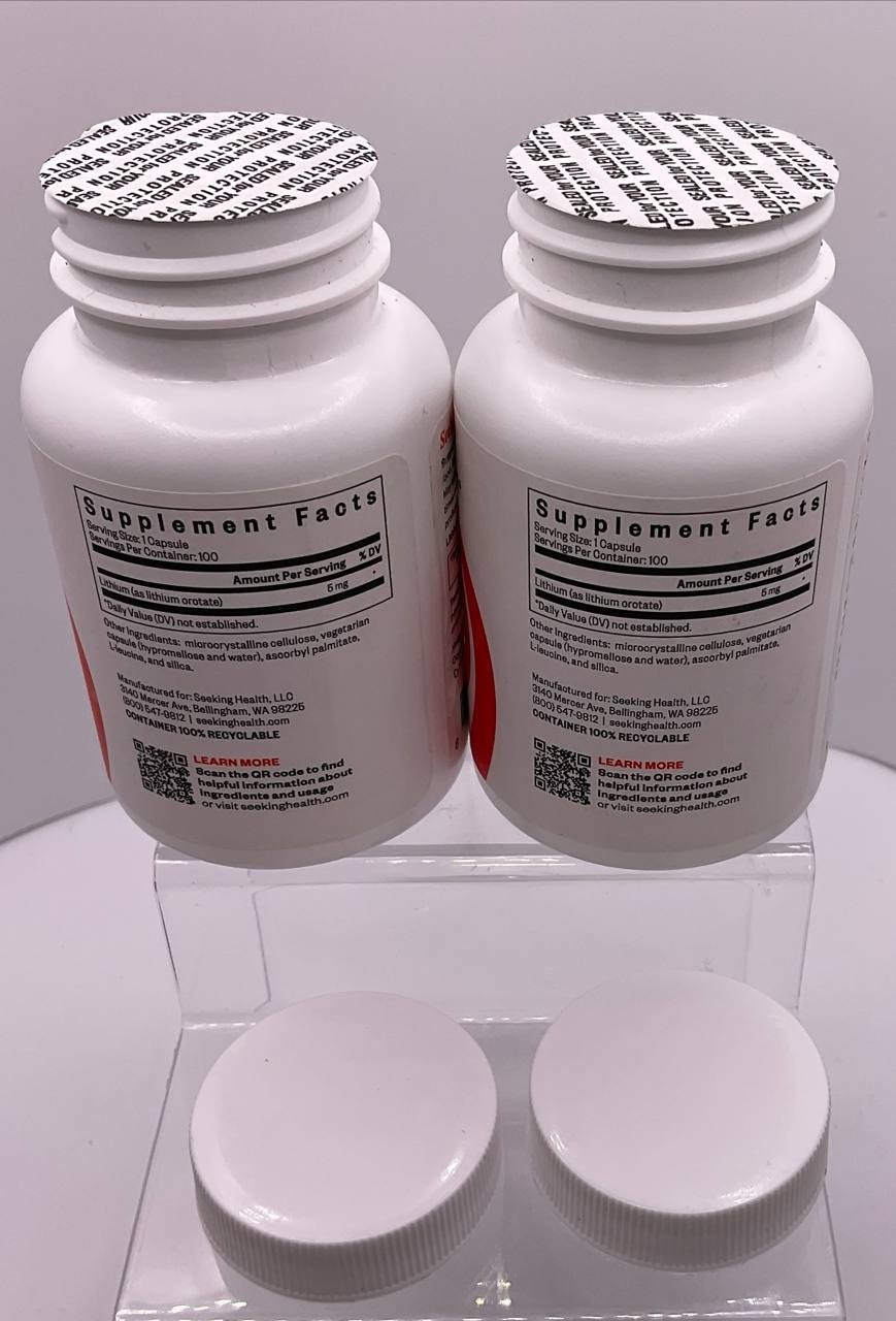 Seeking Health Lithium Orotate 5mg 100 Vegetarian Capsules Dietary Supplement Lo