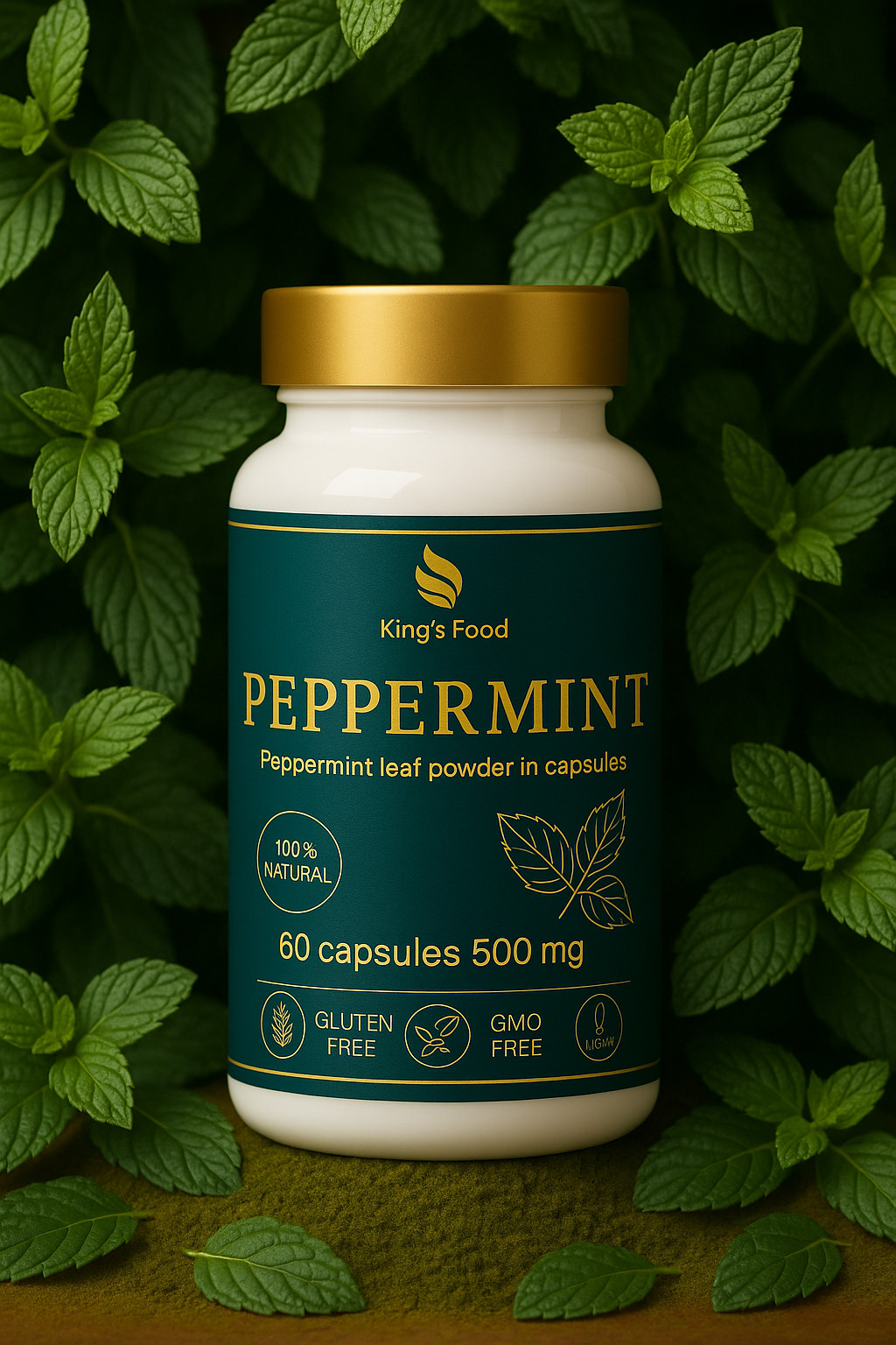 Peppermint Capsules – 100% Natural Peppermint Leaf Powder | 500 mg | King’s Food