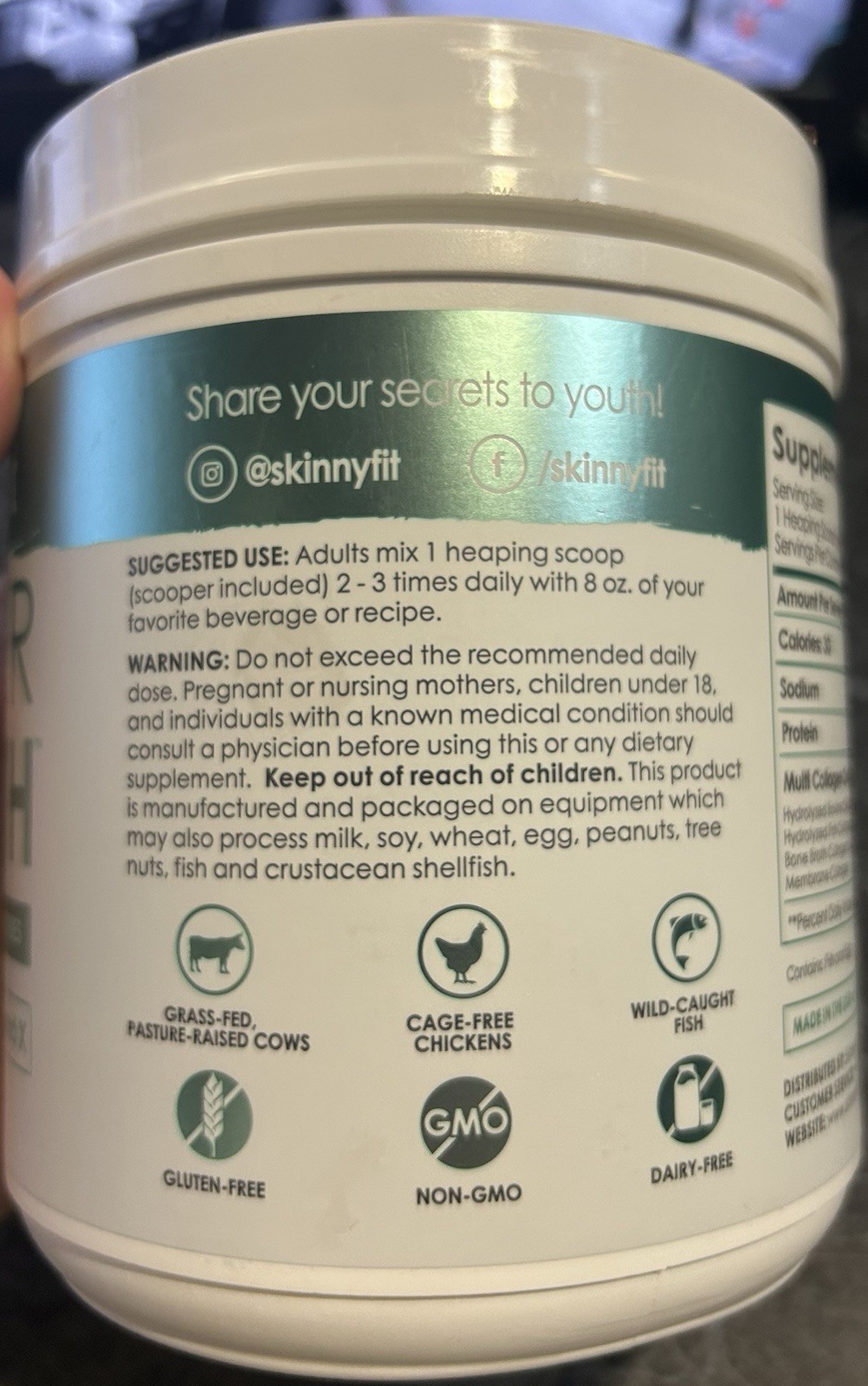 SkinnyFit Super Youth Multi Collagen Peptides Powder Dairy-Free 15.9 oz