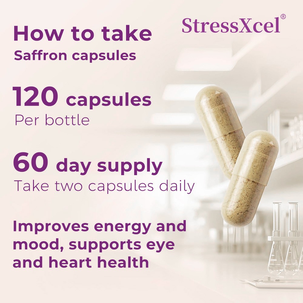 StressXcel Saffron Capsules 88mg,30/60/120Caps Vision Heart Health GMO-Free
