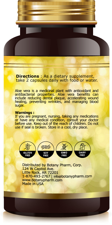 Aloe Vera Extract Capsules, Detox Cleaning & Digestive Support , wrinkles Care