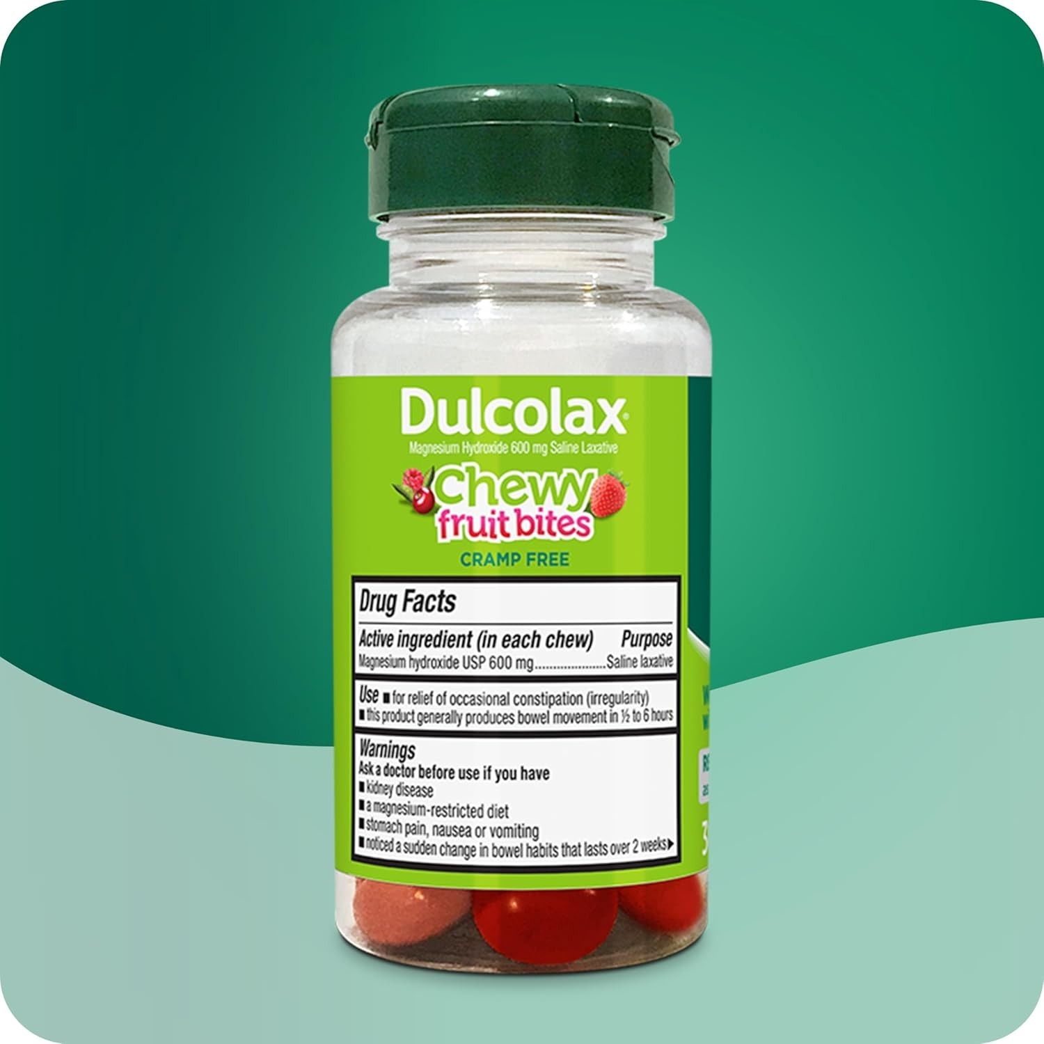 Dulcolax Saline Laxative Chewy Fruit Bites Cherry Berry Fast Relief 30 Count