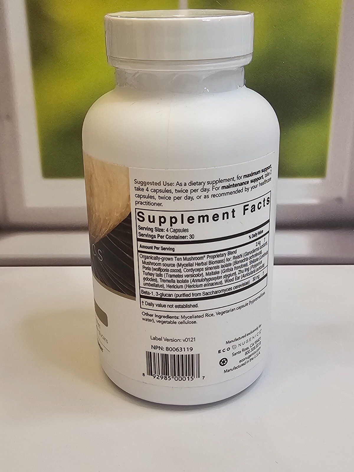 EcoNugenics Ten Mushroom Dietary Supplement, 120 Vegetarian Capsules Exp 09/2026