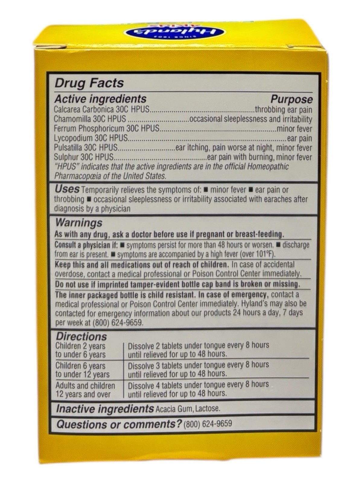Hyland’s 4Kids Earache Relief 40 Quick-Dissolving Tablets Ages 2-12 Natural