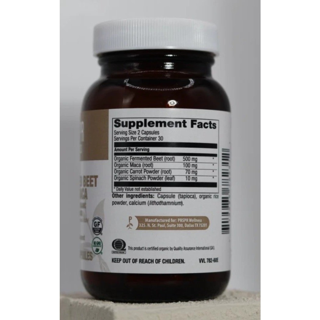 NEW PRSPR Wellness Fermented Beet with Maca 60 Vegan Capsules Non-GMO