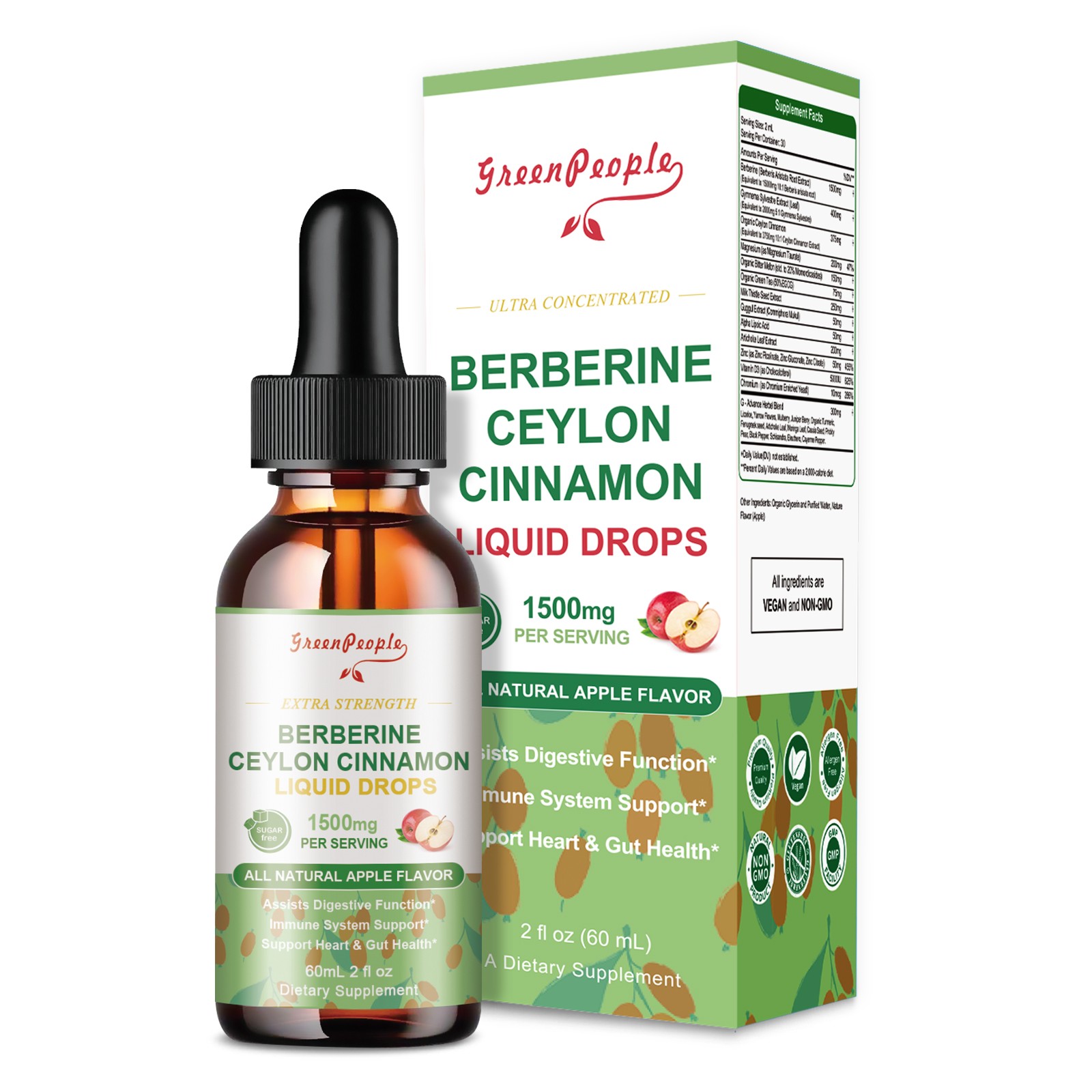 60ML Berberine Liquid Drops 10000mg Ceylon Cinnamon Heart Health & Immune