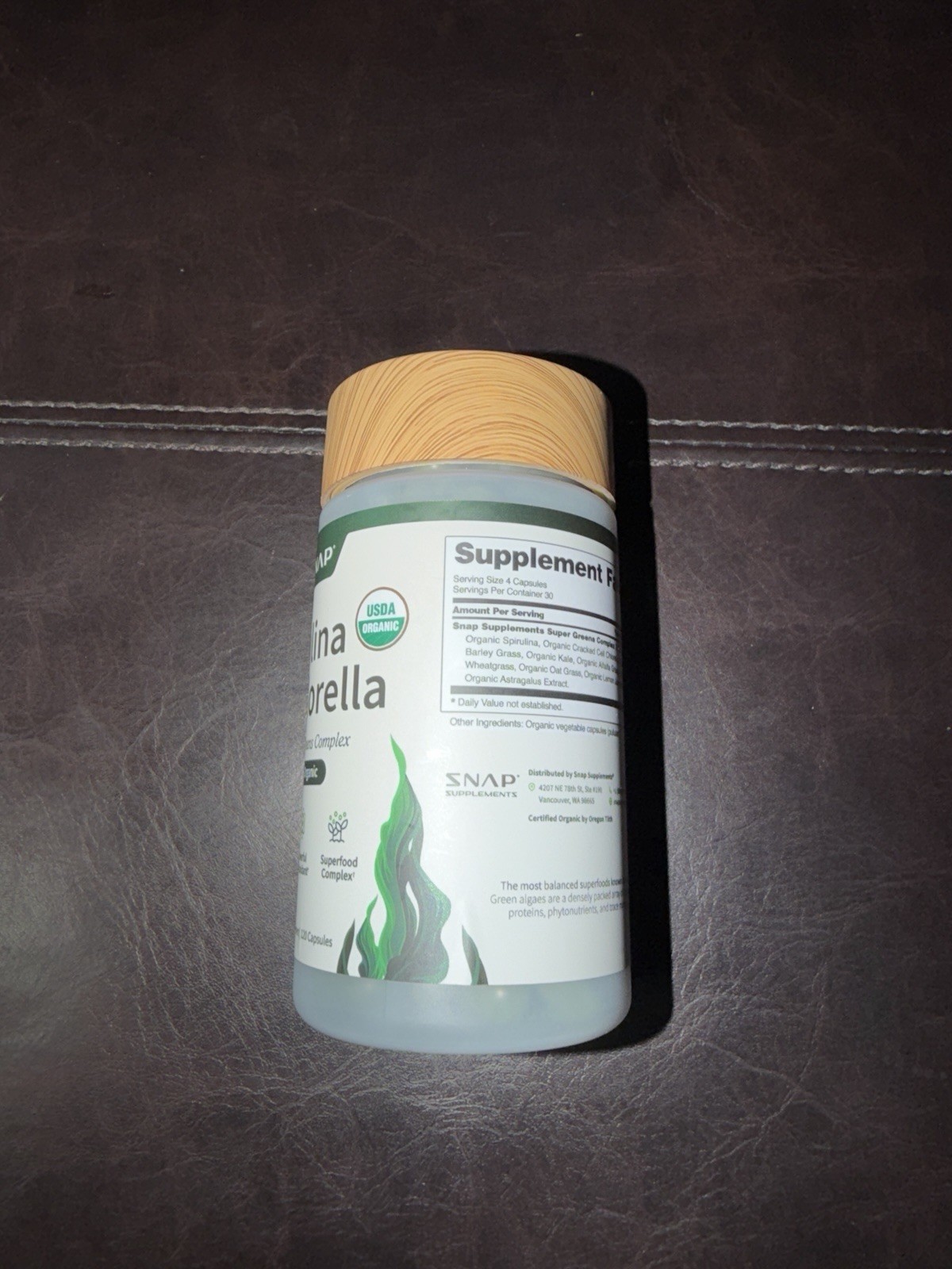 SNAP Spirulina & Chlorella Antioxidant USDA Organic Gluten-Free Non-GMO 120 Ct