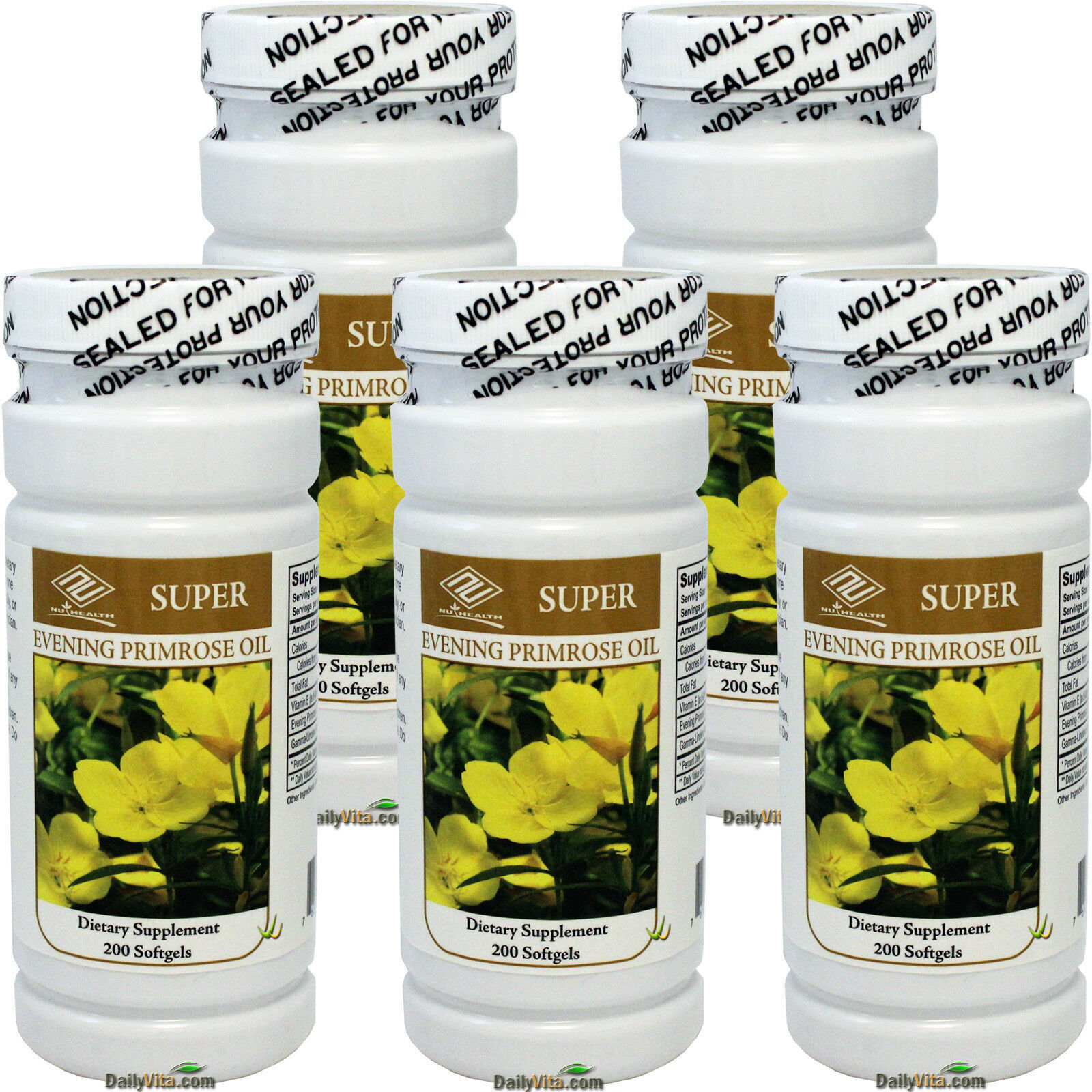 HOT 5 x Evening Primrose Oil 500 mg Total 1000 Softgels