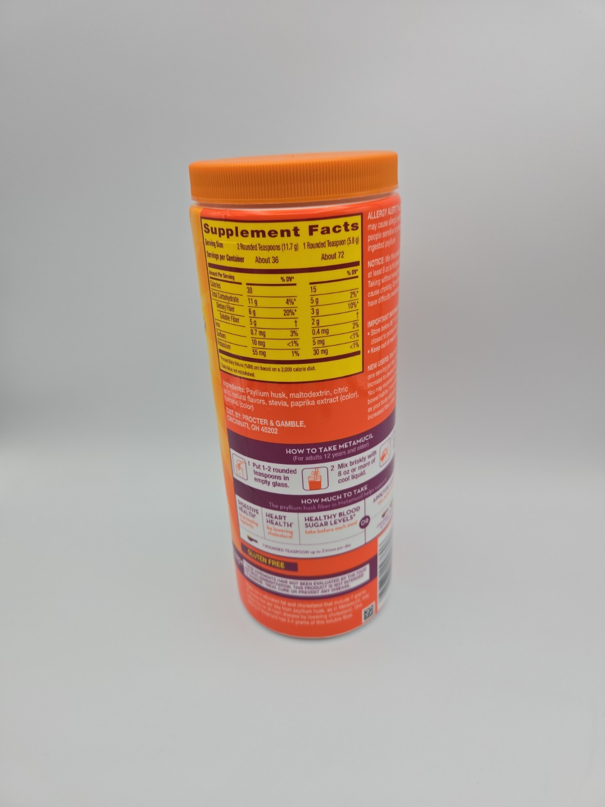 Metamucil Premium Blend Sugar-Free with Stevia – Orange (72 teaspoons) 06/2027
