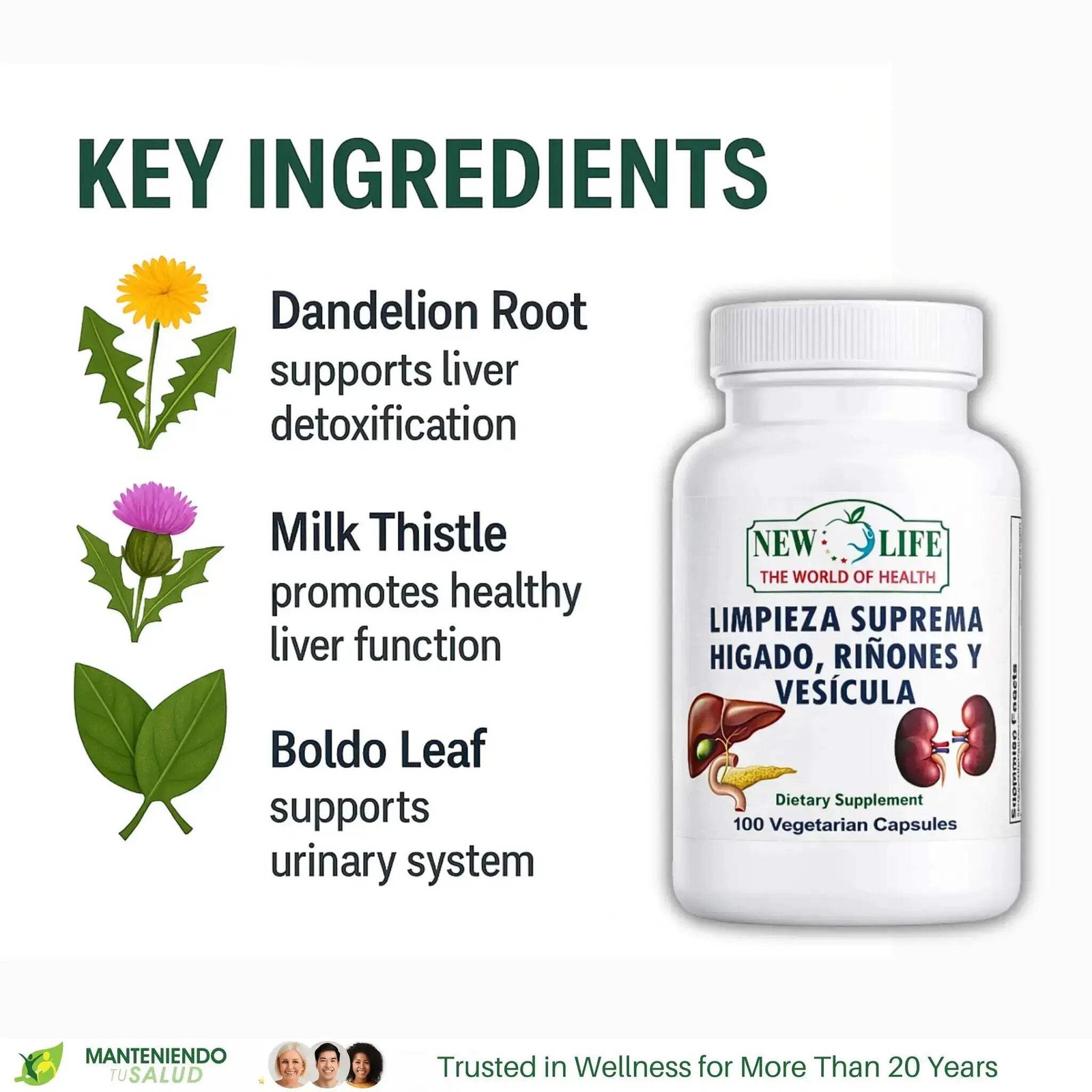 Limpieza Suprema Hígado Riñones Vesícula, Healthy Liver, 100 Capsules