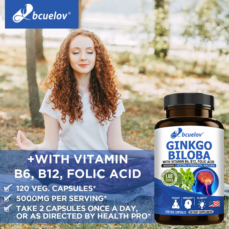 Ginkgo Biloba, 5000 mg, High Dose (24% Flavones), 120 Capsules – Vegan