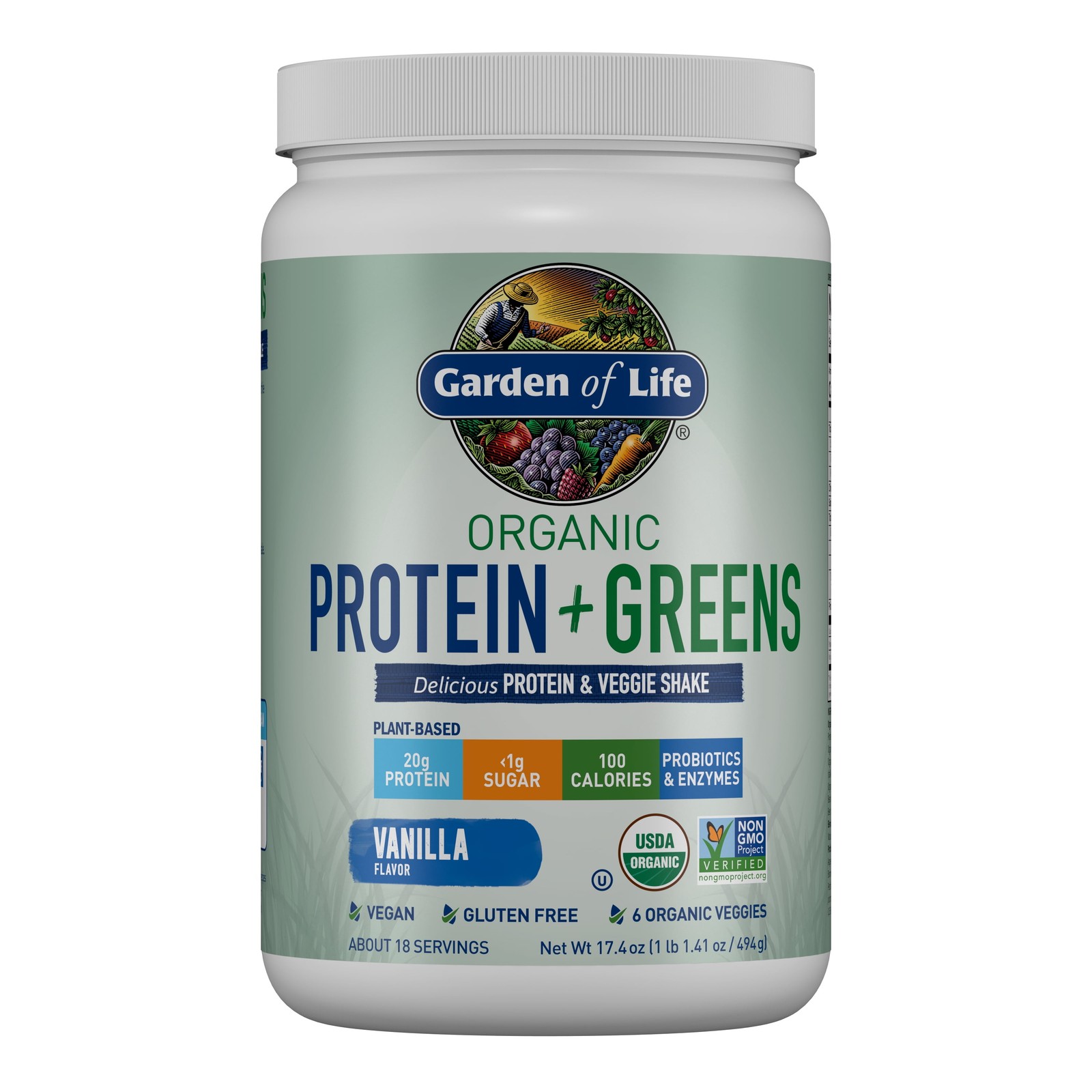 Organic Plant Based Greens Probiotic 20G Protein Shake Drink Powder for Digestiv