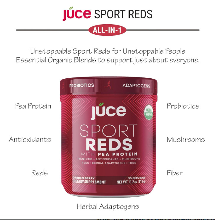 Terra Kai Organics Juce Sport Reds 30 Servings With Pea Protein Exp: 09/27