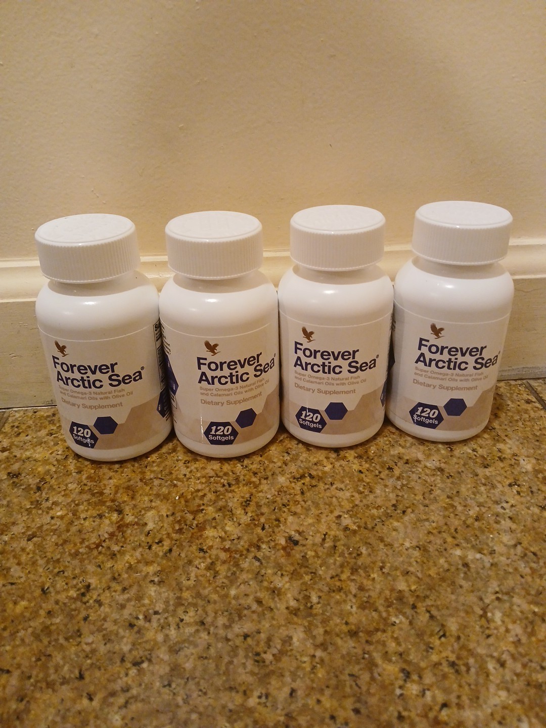 4 bott. of FOREVER ARCTIC SEA (120 Softgels ea) HALAL
