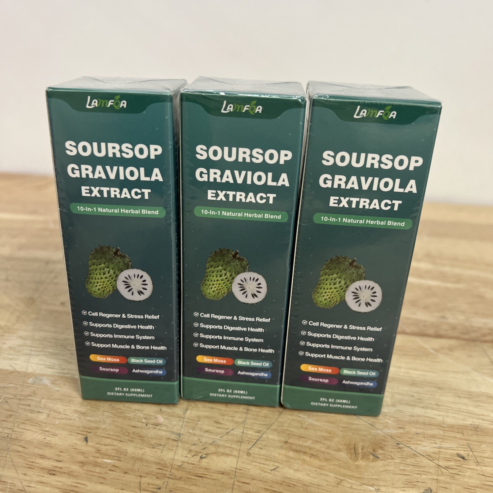 3 Pack Soursop Graviola Extract 10-in-1 Natural Herbal Blend Liquid, 2 fl oz