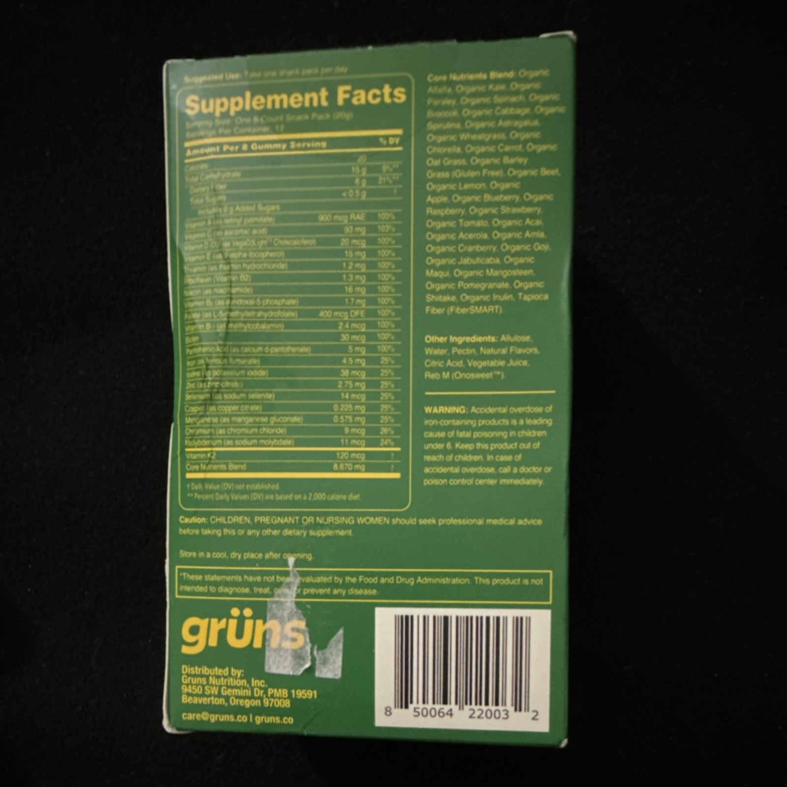 grüns Superfoods Greens Gummies 96 Sugar-Free Supplement Gut Health Energy