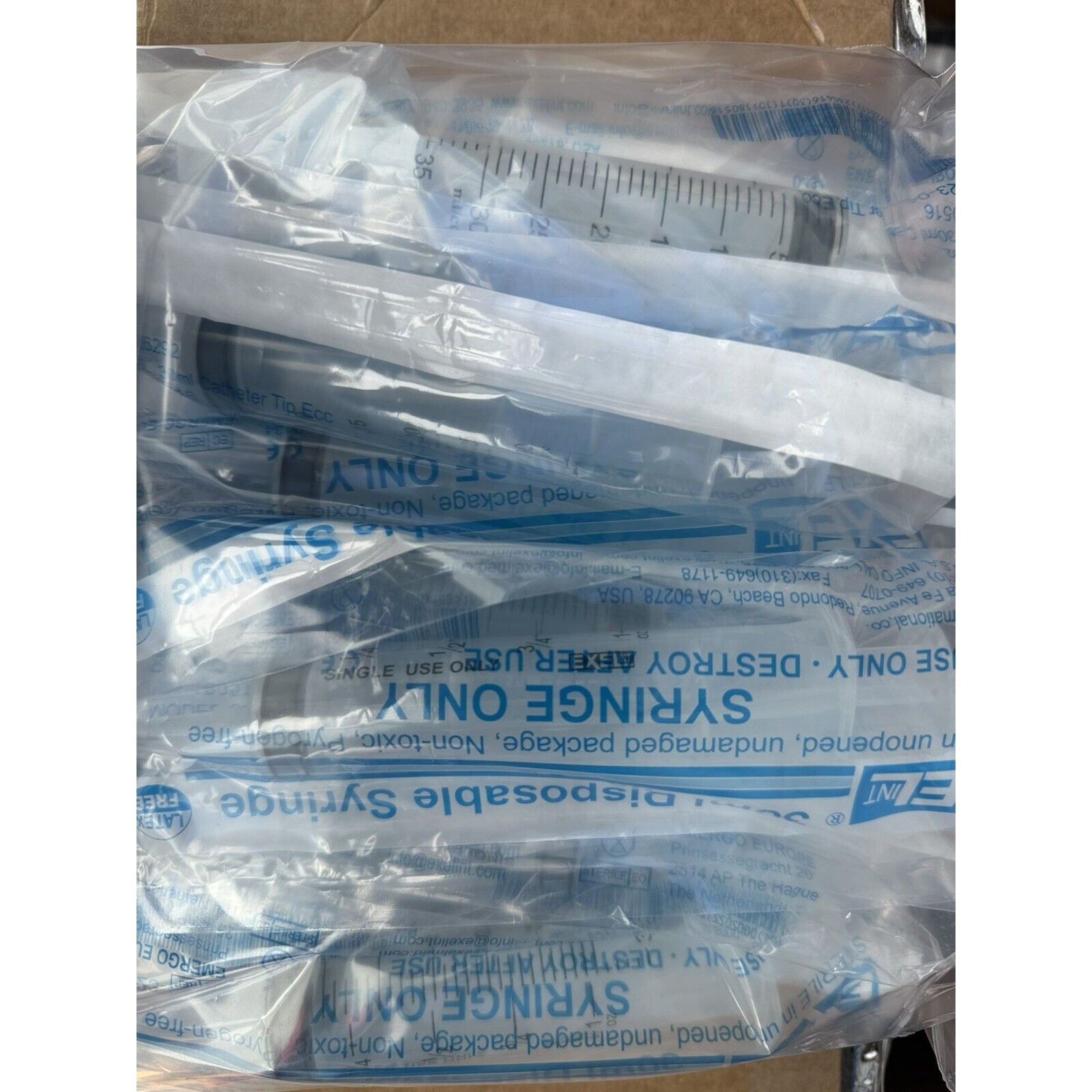 Exel 30 ml 30cc Eccentric Catheter Tip Syringes Pack of 12