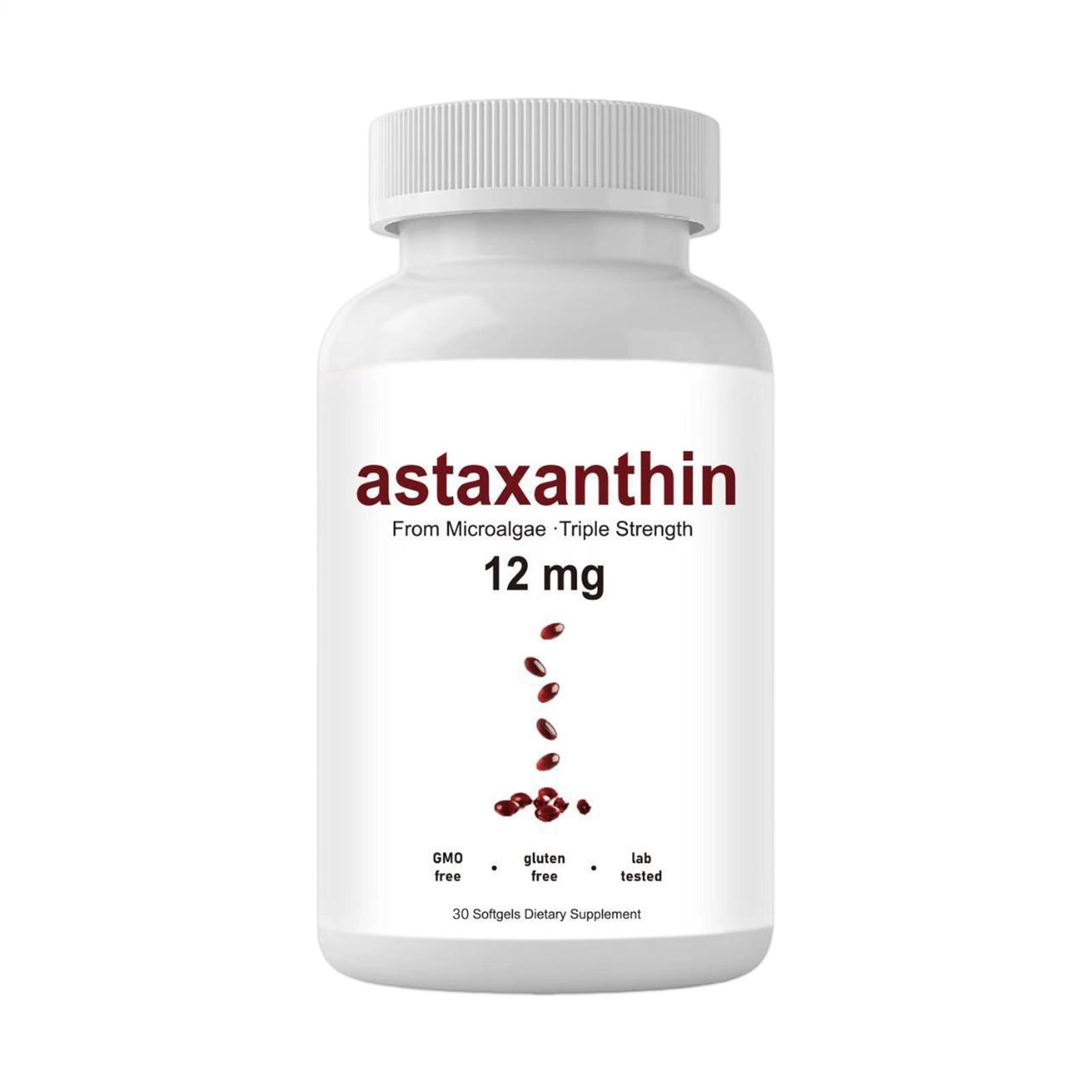 Astaxanthin 12mg, 30 softgels, tanning pills