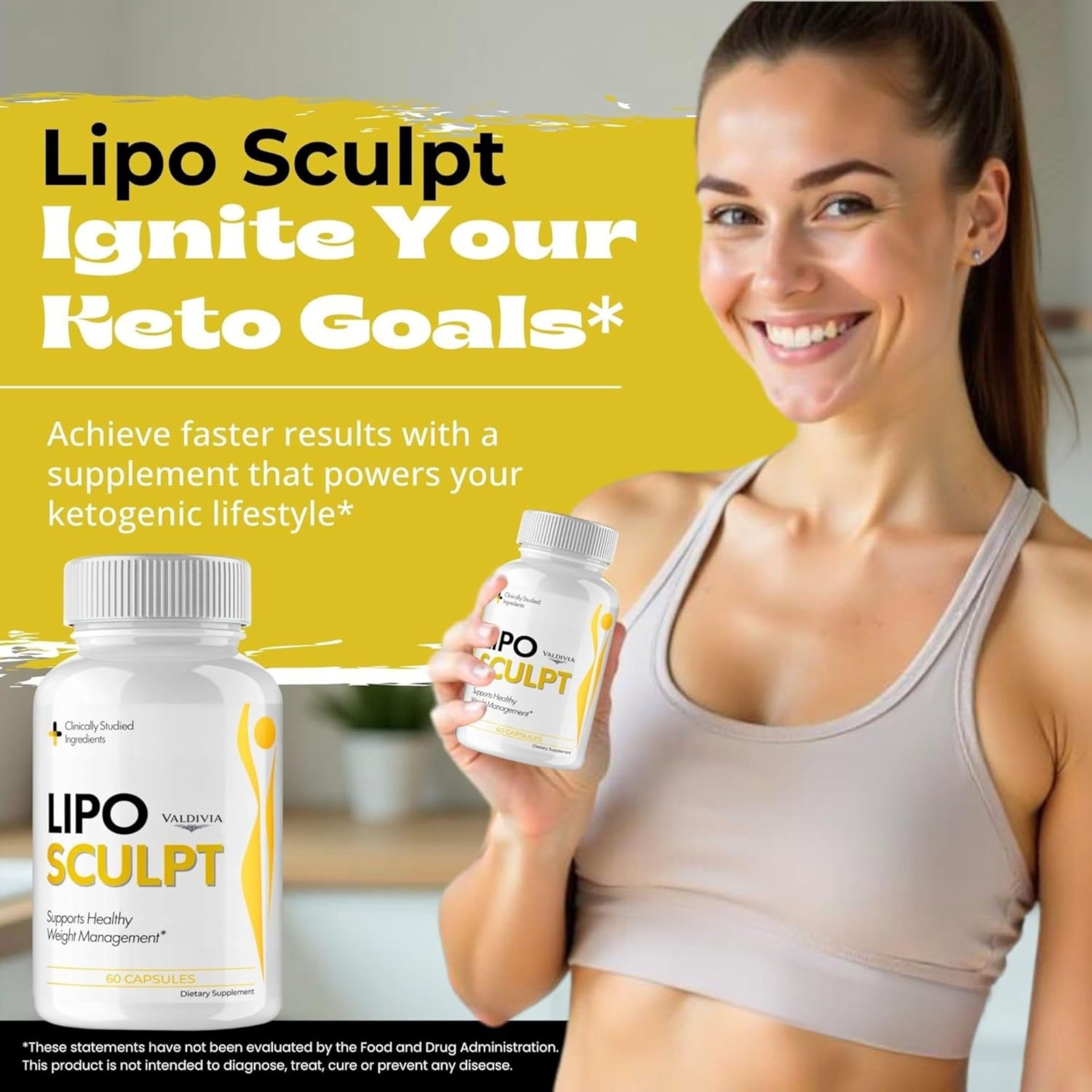 LipoSculpt Weight Loss Fat Burner Supplement Capsules Metabolism 1 Pack 60Ct