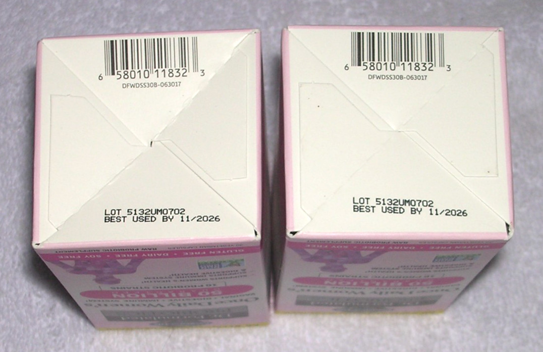 Set f 2 Once Daily Women’s Probiotic 50 Billion 60 Capsules 16 Strains 11/26 Lot