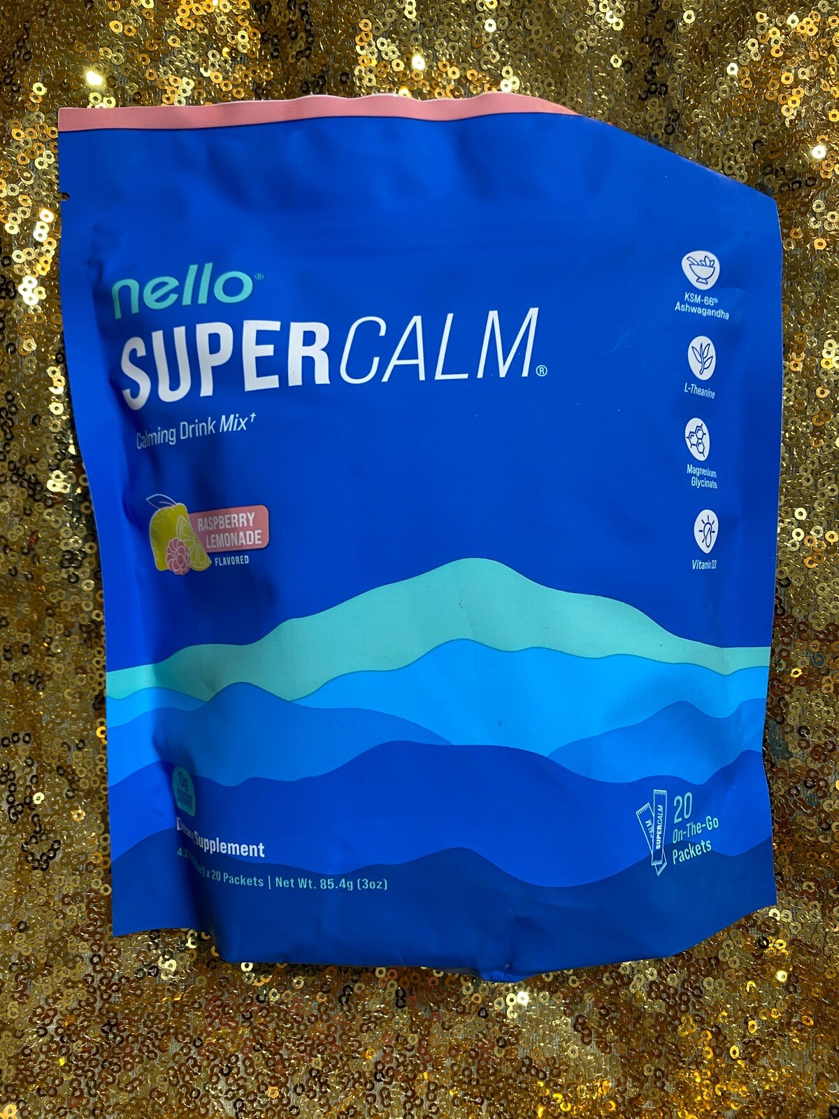 Nello Supercalm Calming Drink Mix – RASPBERRY LEMONADE – 20 Packets Exp. 02/27