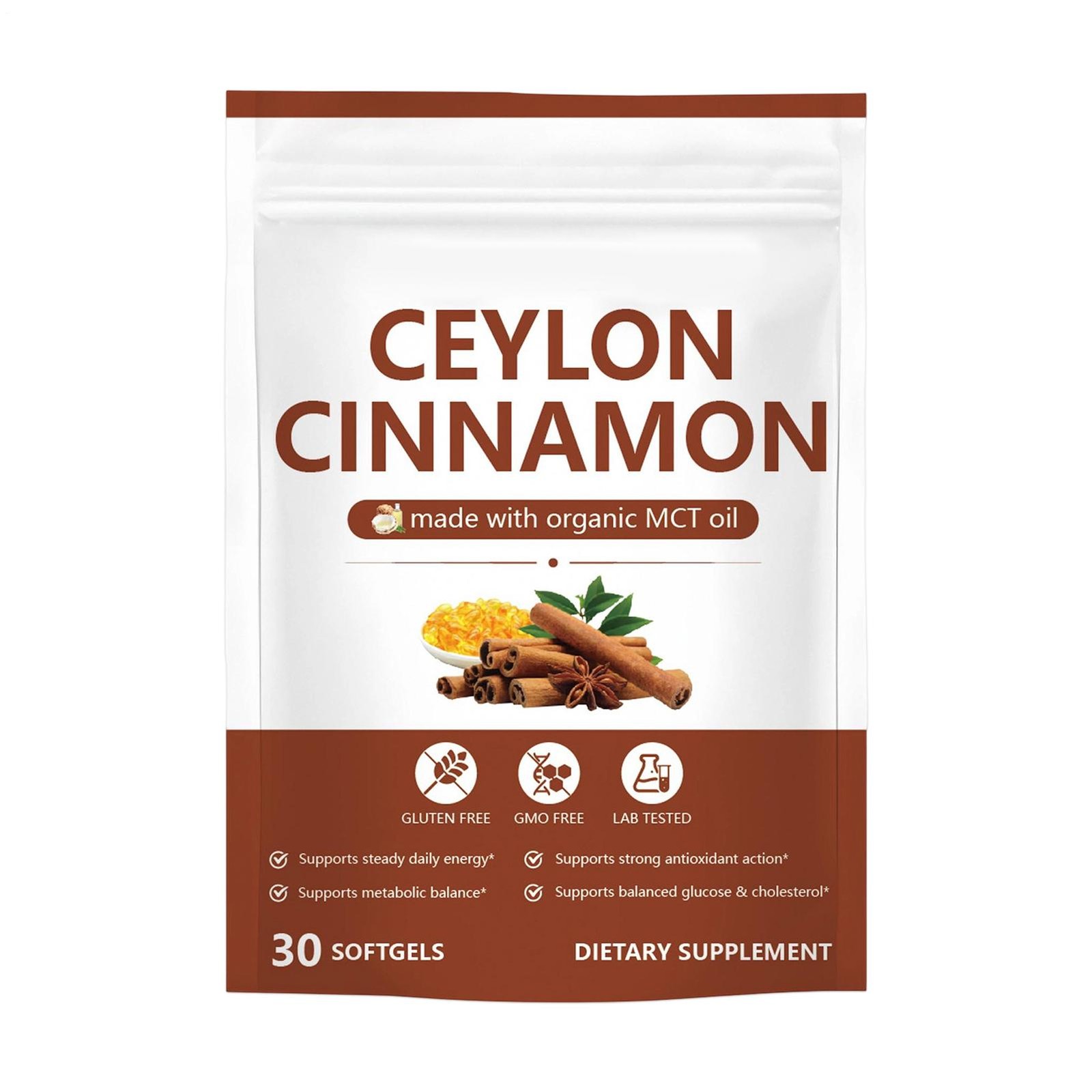 Ceylon Cinnamon Softgels with MCT Oil – 30 Softgels – True Ceylon Cinnamon Supp