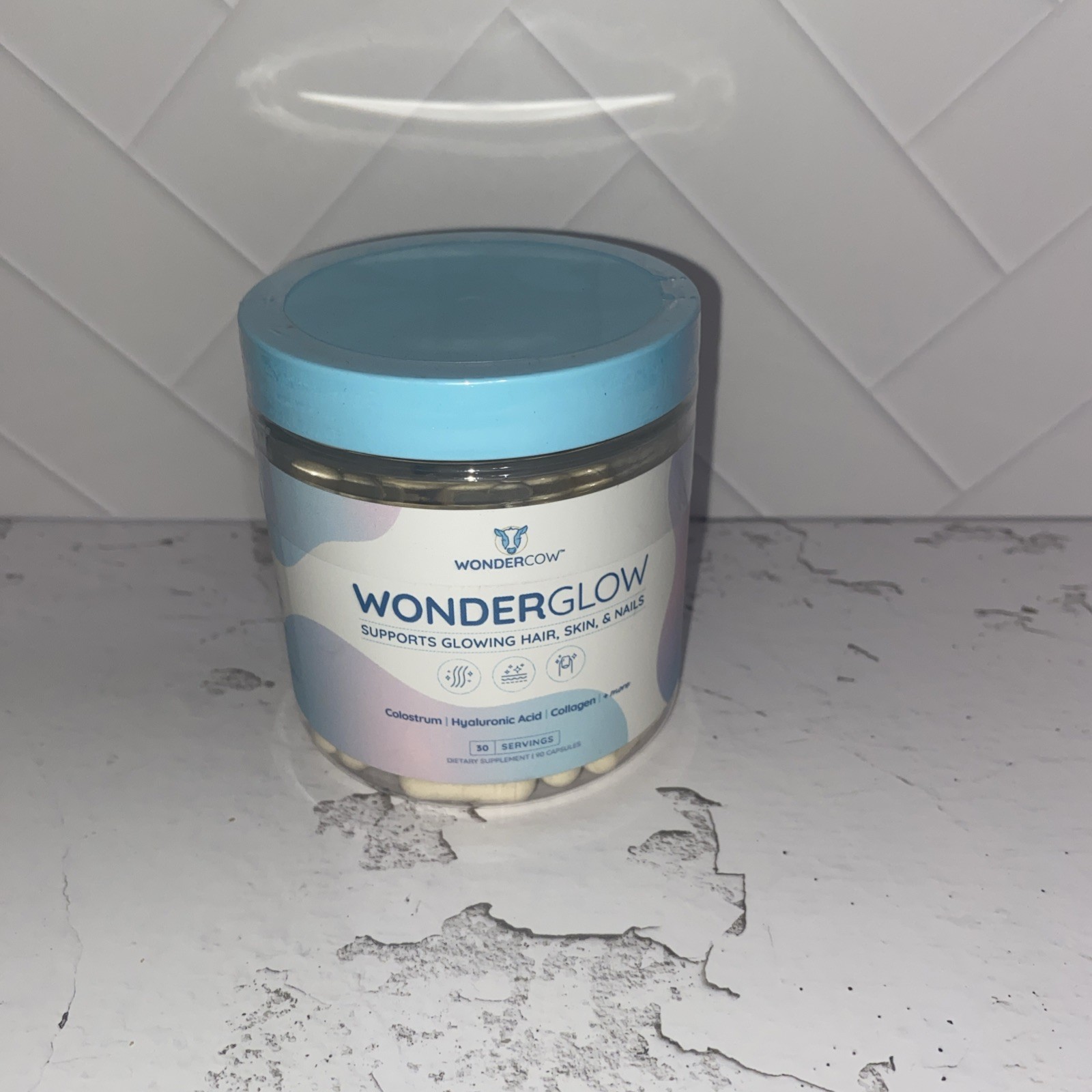 WonderCow WonderGlow Colostrum Collagen Hyaluronic Acid Skin Supplement 90ct