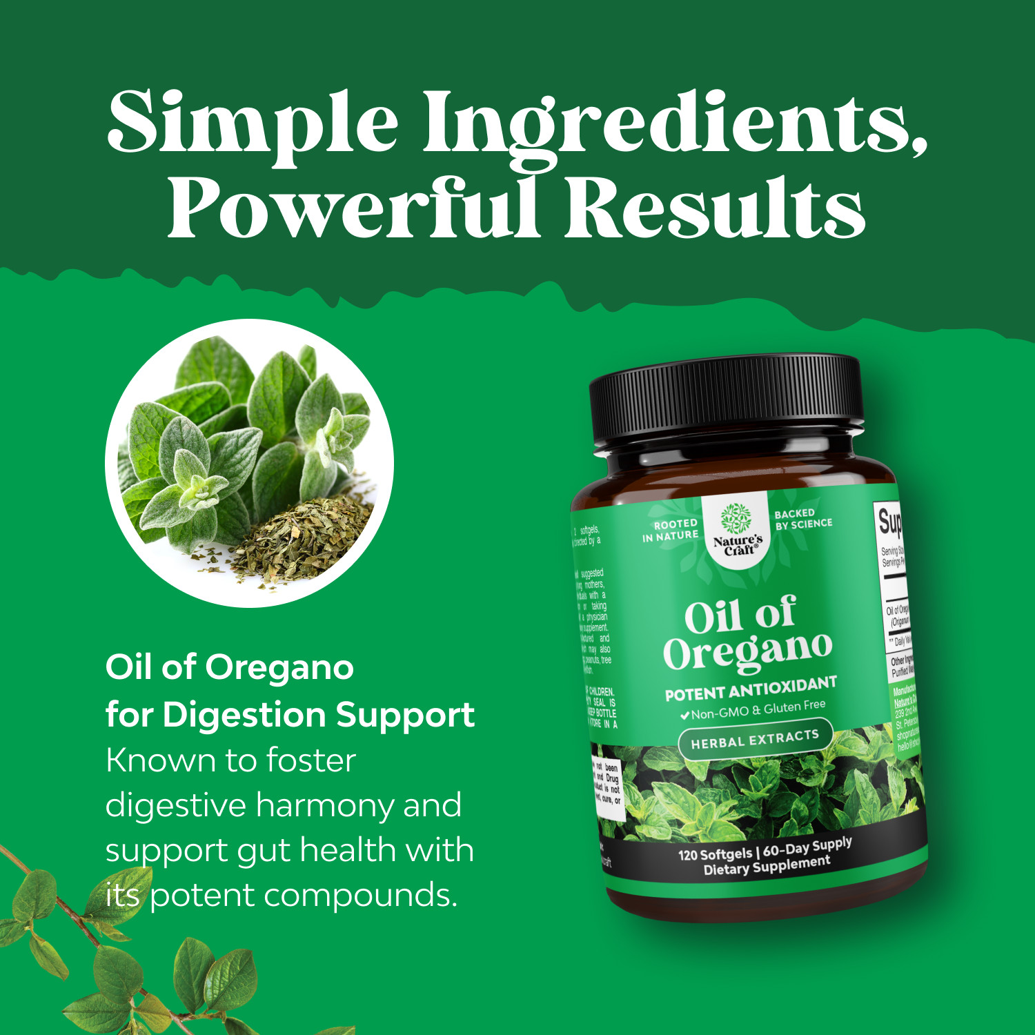 Vegan Wild Oregano Oil Softgels – Super Concentrated for Gut Heart Detox 120ct
