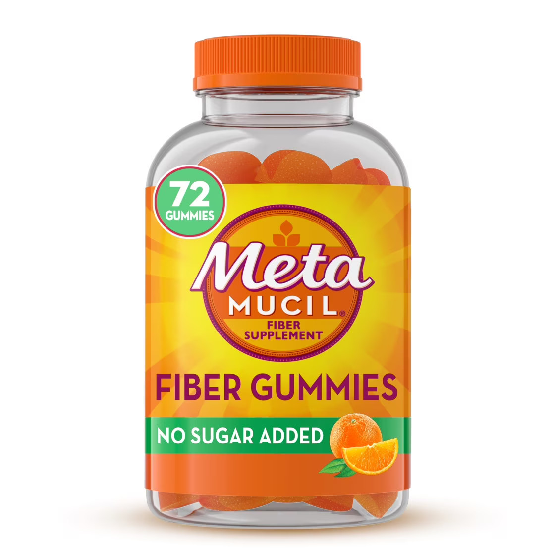 Metamucil Sugar-Free Orange Fiber Gummies for Adults, 72 ct