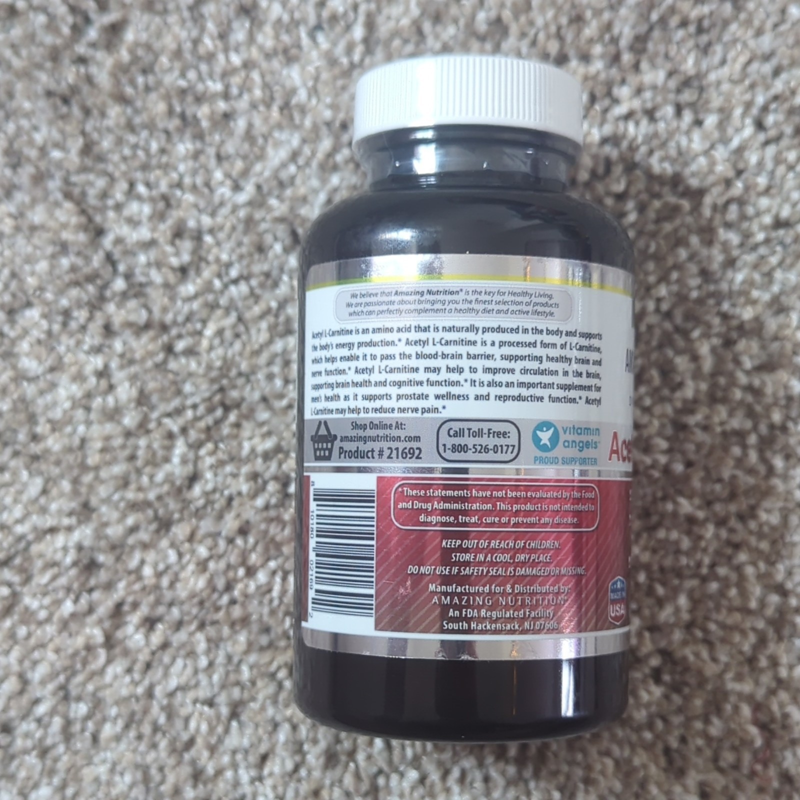 Amazing Formulas Acetyl L-Carnitine 500mg Energy & Brain Support 120 Veg Caps