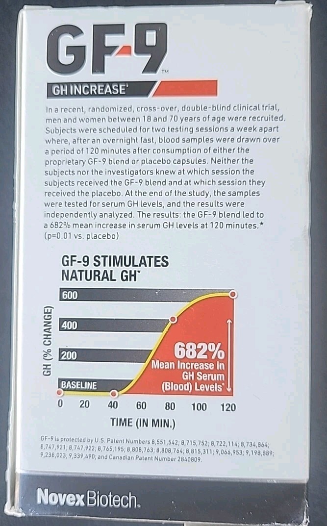 Novex Biotech GF-9 GH Boosting Supplement 84 Count Natural Growth Hormone8/2026
